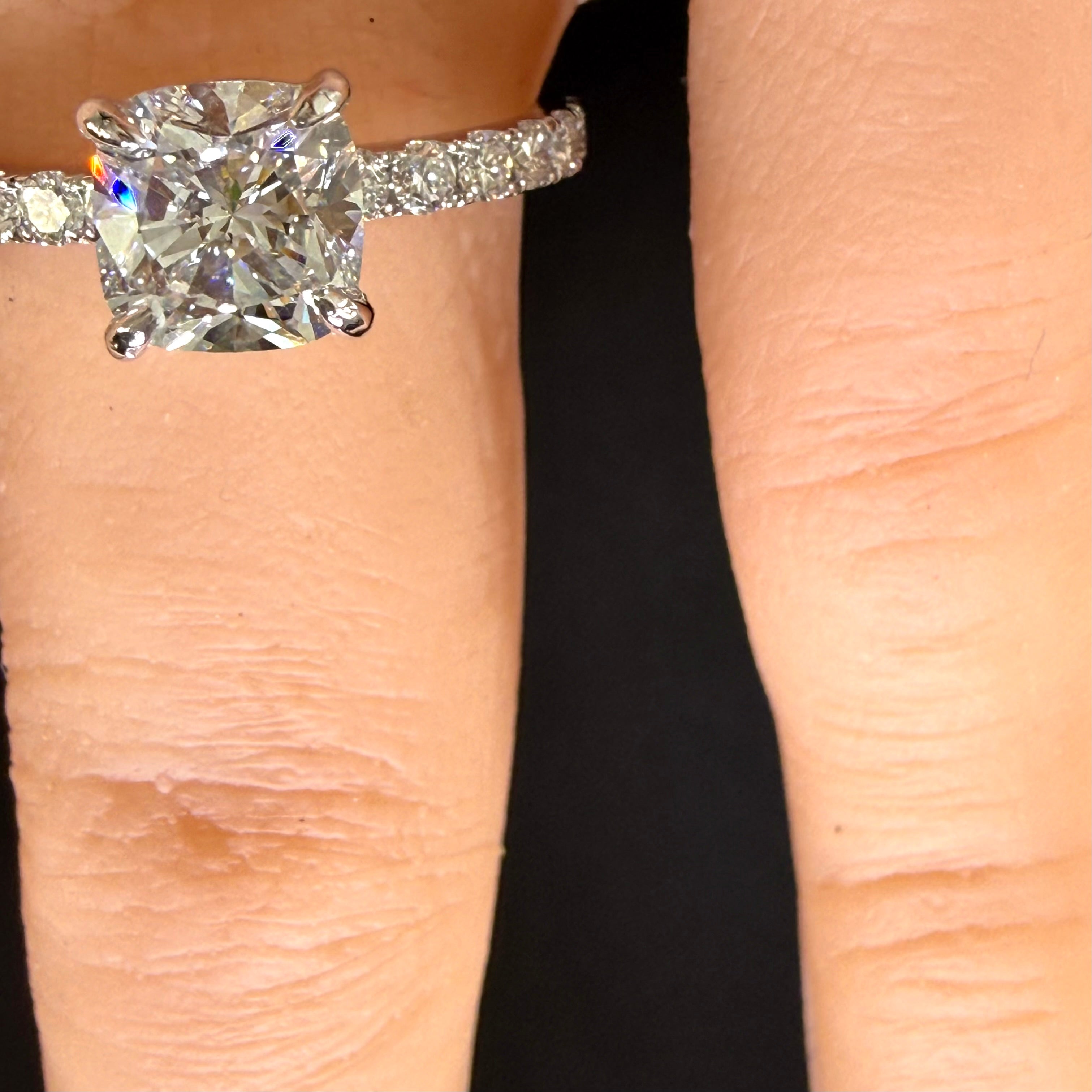 Cushion Cut Lab Grown Diamond Engagement Ring | 2ct IGI Certified | 14K White Gold