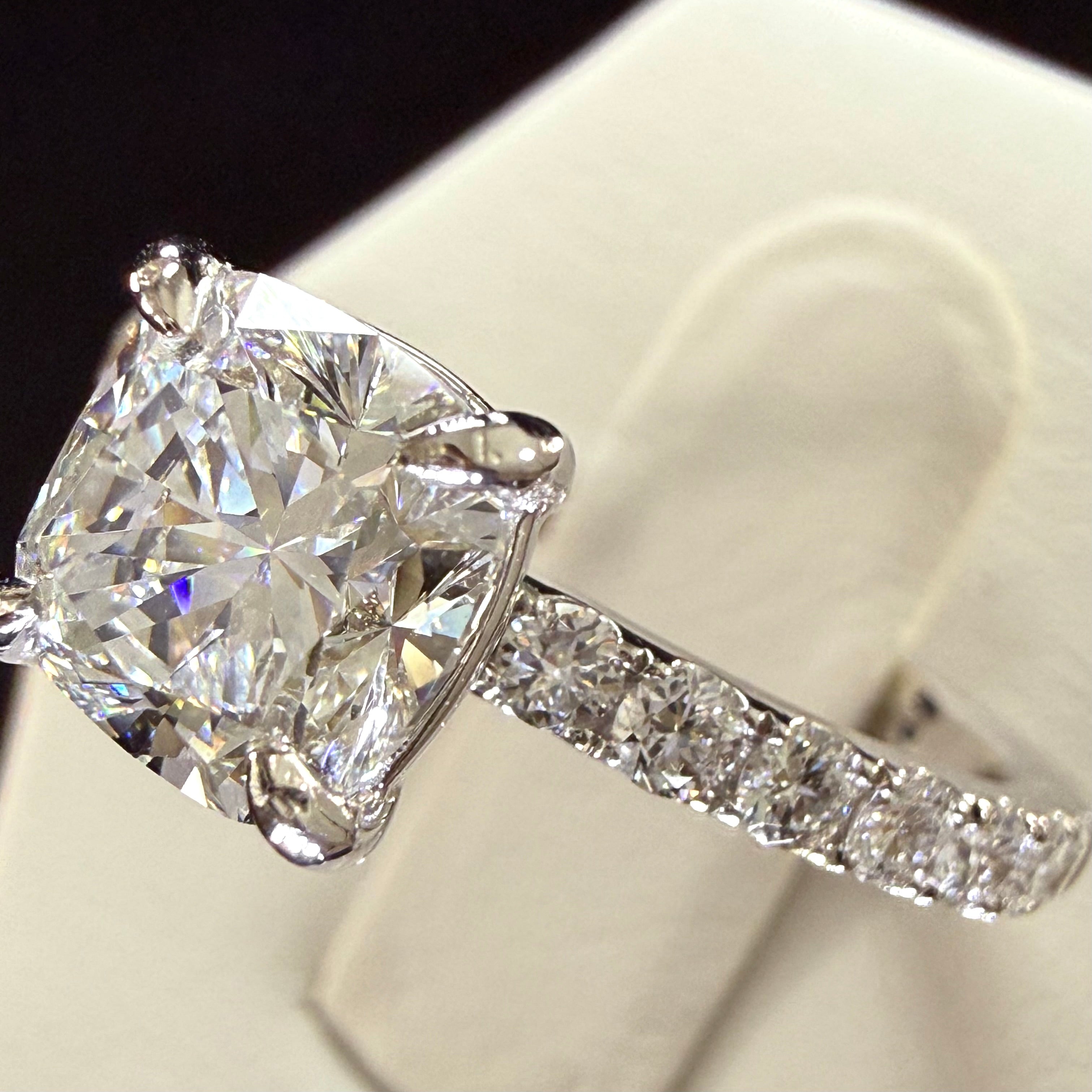 Cushion Cut Lab Grown Diamond Engagement Ring | 2ct IGI Certified | 14K White Gold