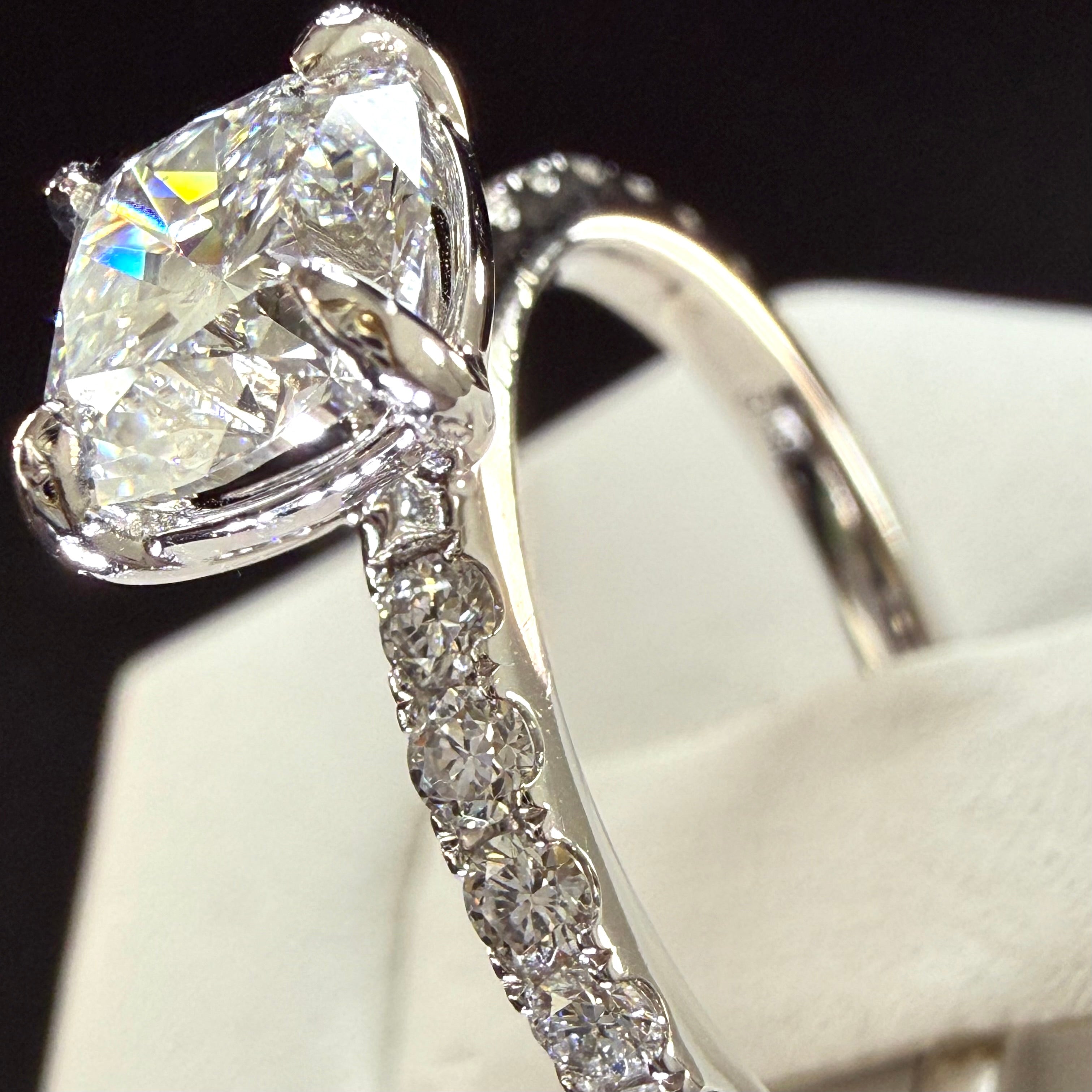 Cushion Cut Lab Grown Diamond Engagement Ring | 2ct IGI Certified | 14K White Gold