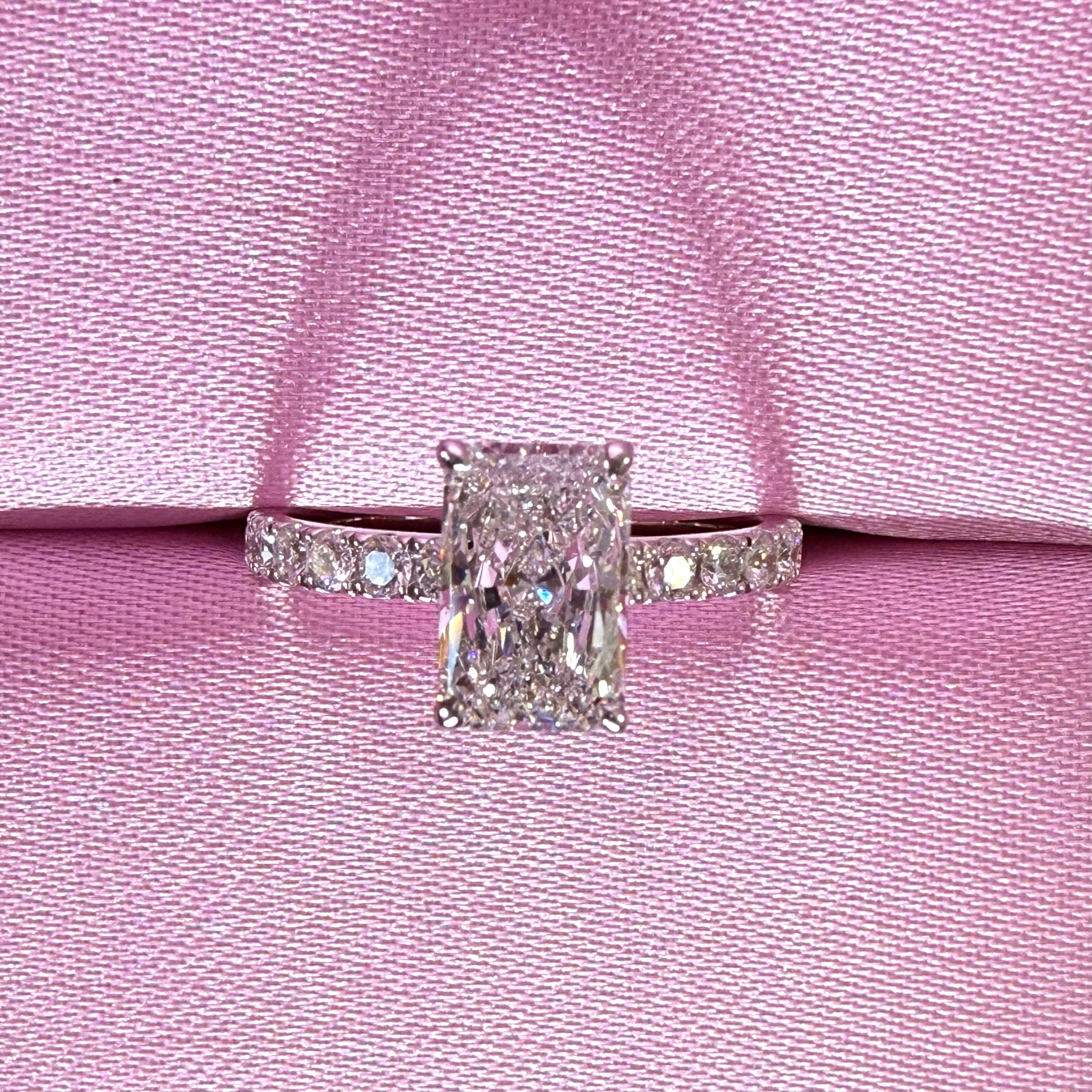 Radiant Cut Lab Grown Diamond Engagement Ring | 5.05ct IGI Certified | 14K White Gold Pavé