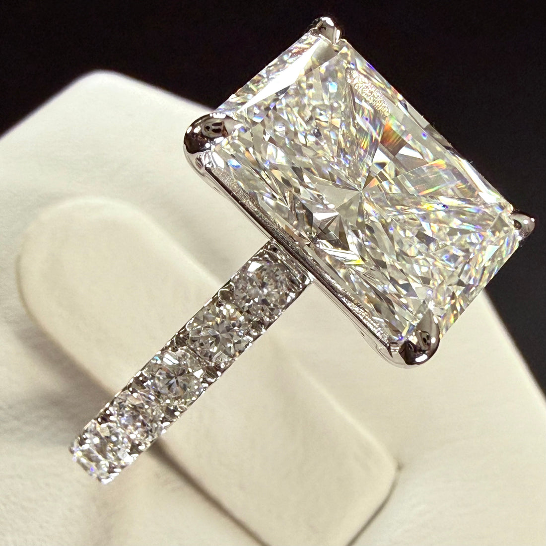 Radiant Cut Lab Grown Diamond Engagement Ring | 5.05ct IGI Certified | 14K White Gold Pavé