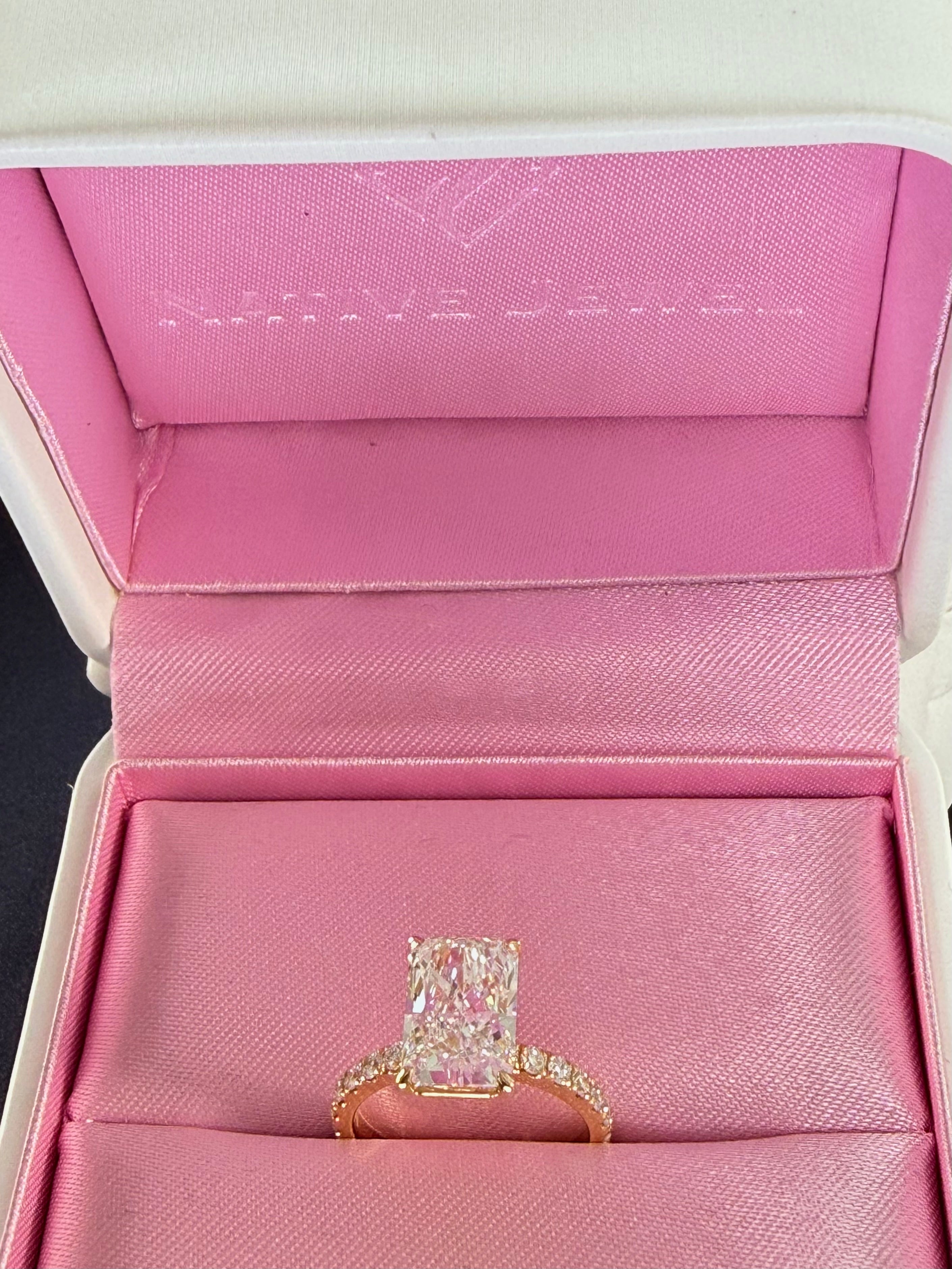 5.11 CTTW Radiant Cut Lab Grown Diamond IGI Certified14K Yellow Gold Engagement Ring