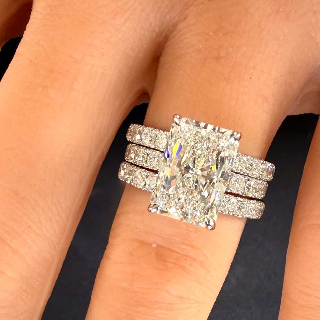 Radiant Cut Lab Grown Diamond Engagement Ring | 5.05ct IGI Certified | 14K White Gold Pavé