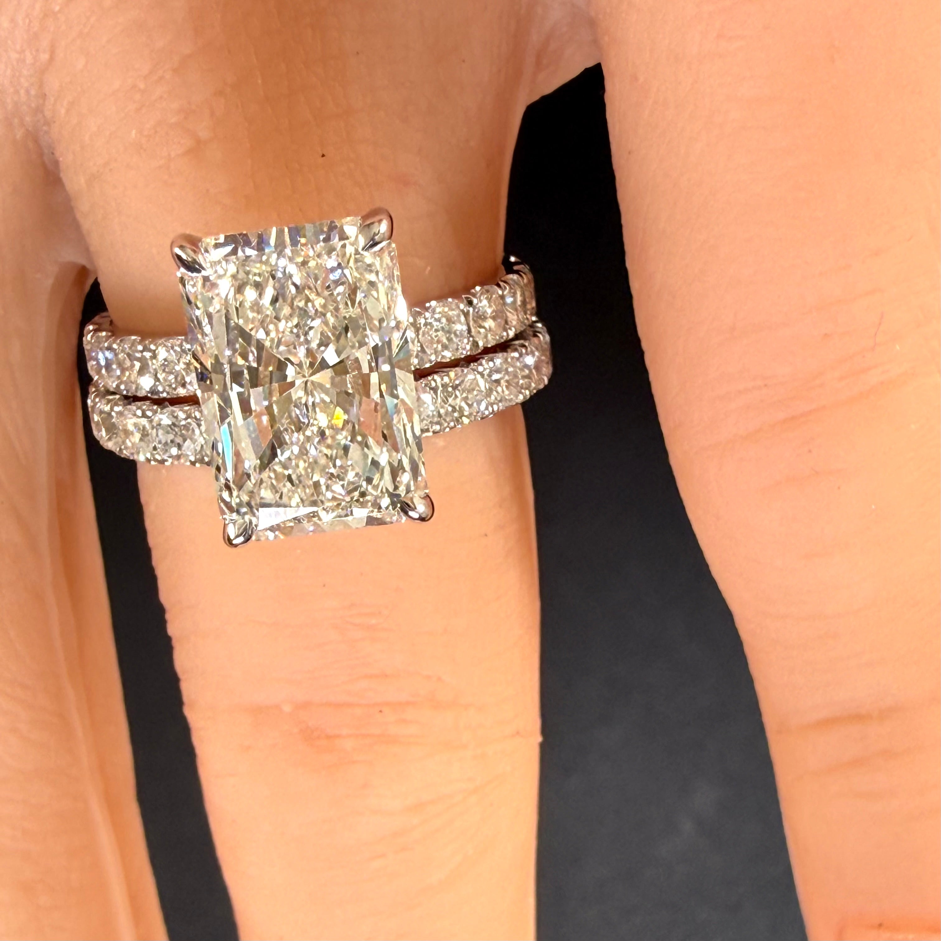 Radiant Cut Lab Grown Diamond Engagement Ring | 5.05ct IGI Certified | 14K White Gold Pavé