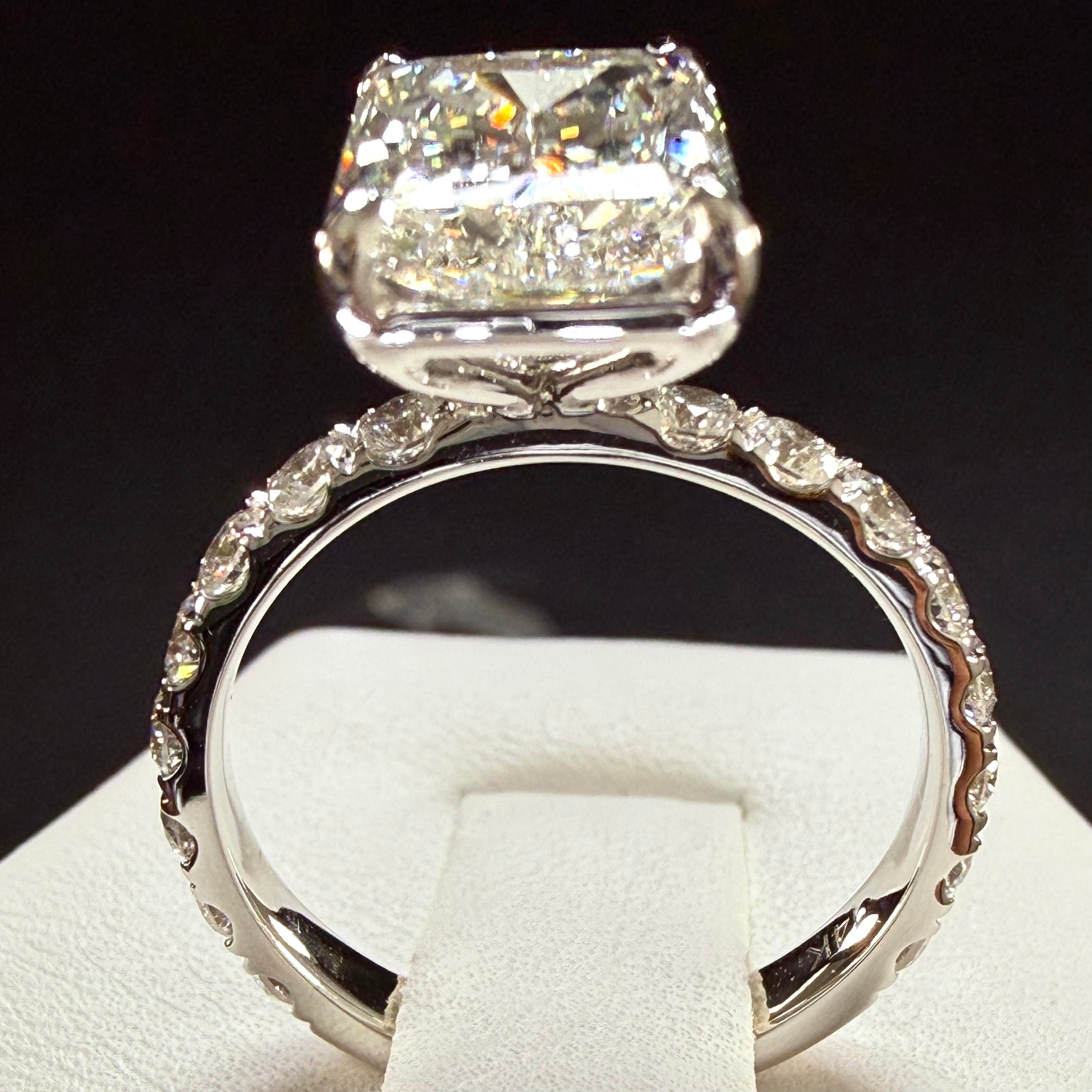 Radiant Cut Lab Grown Diamond Engagement Ring | 5.05ct IGI Certified | 14K White Gold Pavé