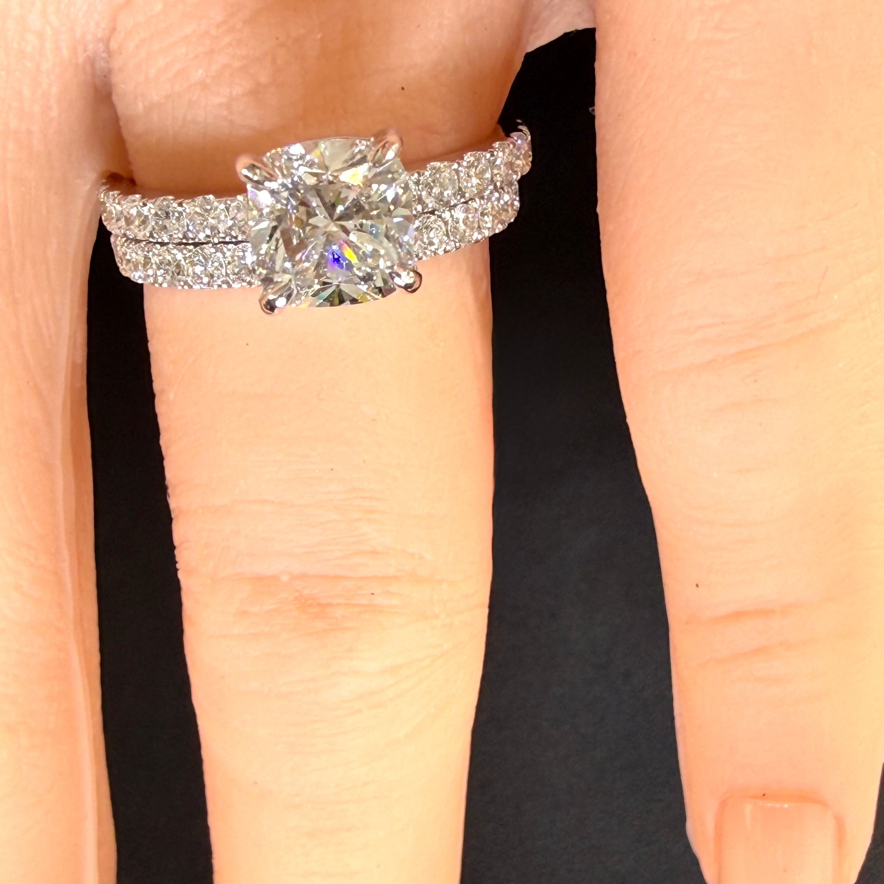 Cushion Cut Lab Grown Diamond Engagement Ring | 2ct IGI Certified | 14K White Gold