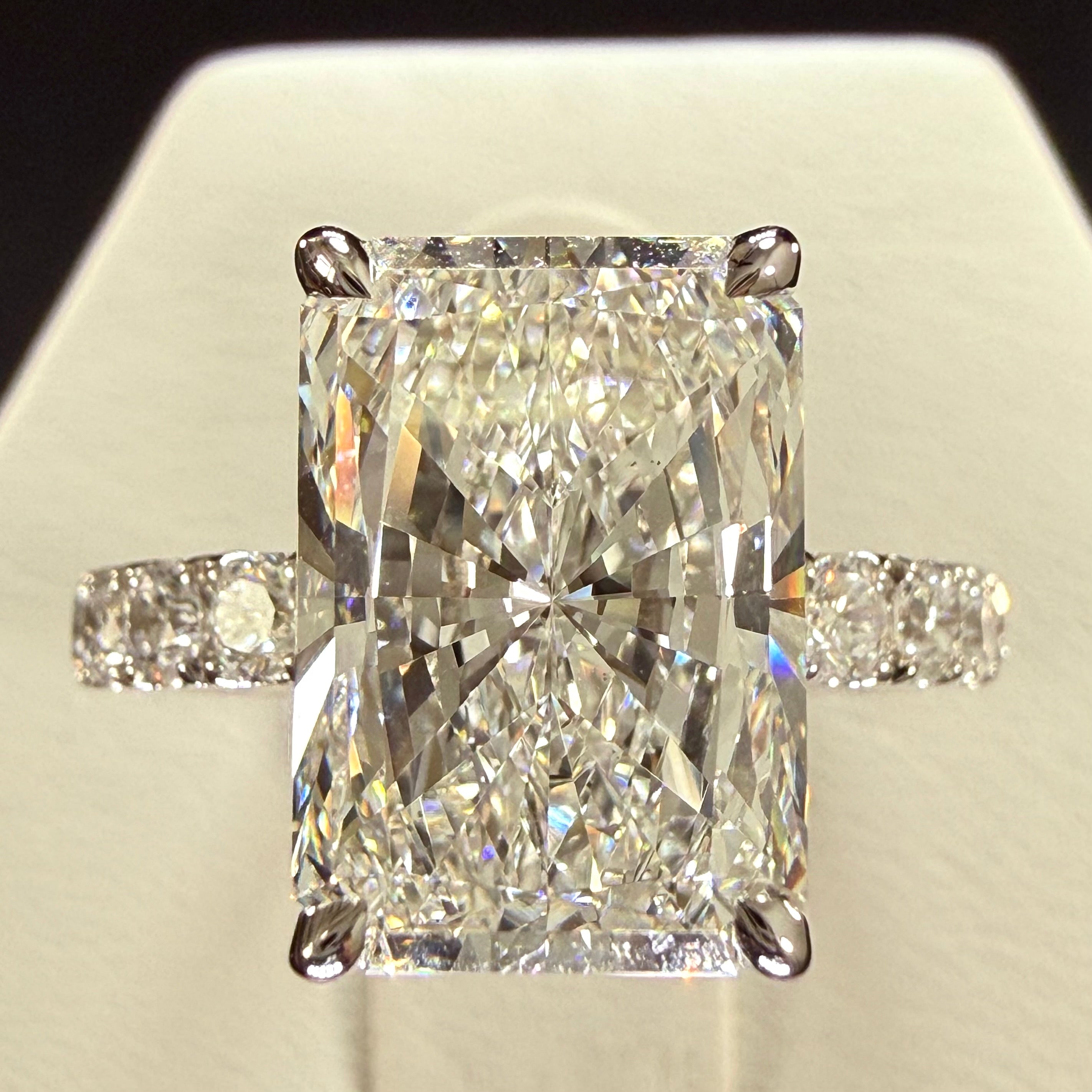 Radiant Cut Lab Grown Diamond Engagement Ring | 5.05ct IGI Certified | 14K White Gold Pavé