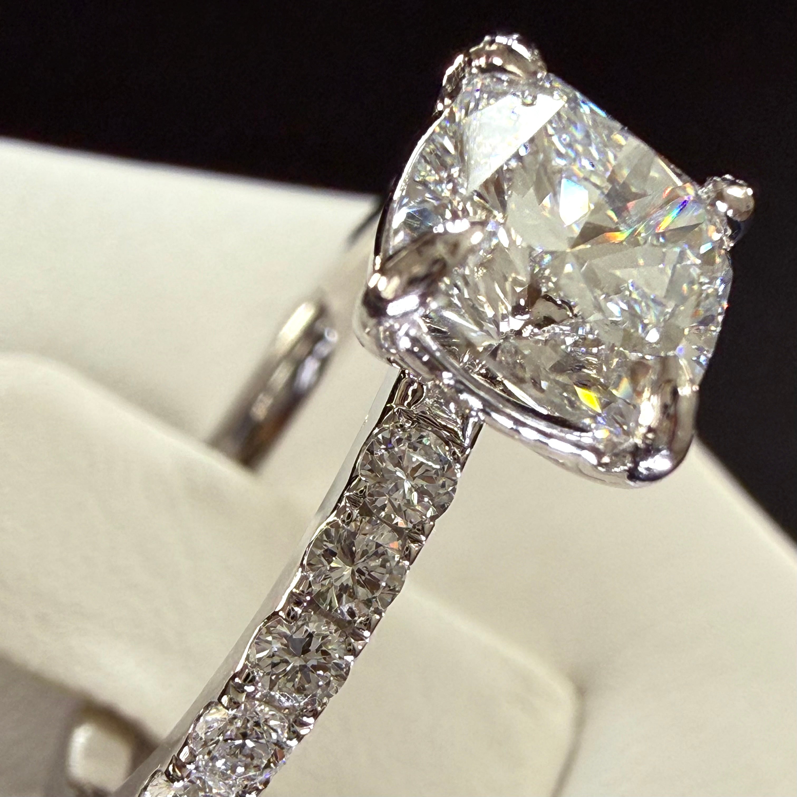 Cushion Cut Lab Grown Diamond Engagement Ring | 2ct IGI Certified | 14K White Gold