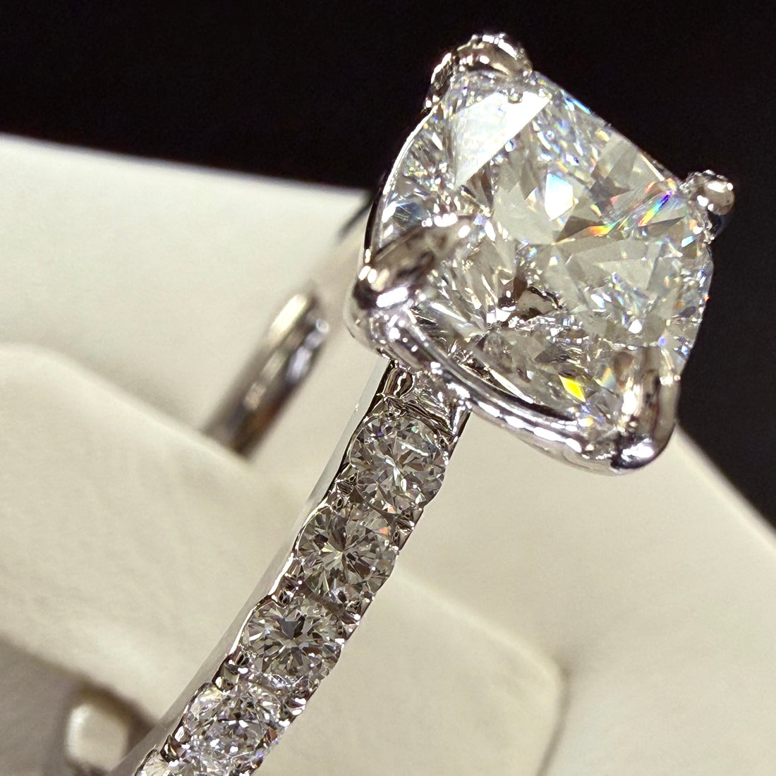 Cushion Cut Lab Grown Diamond Engagement Ring | 2ct IGI Certified | 14K White Gold