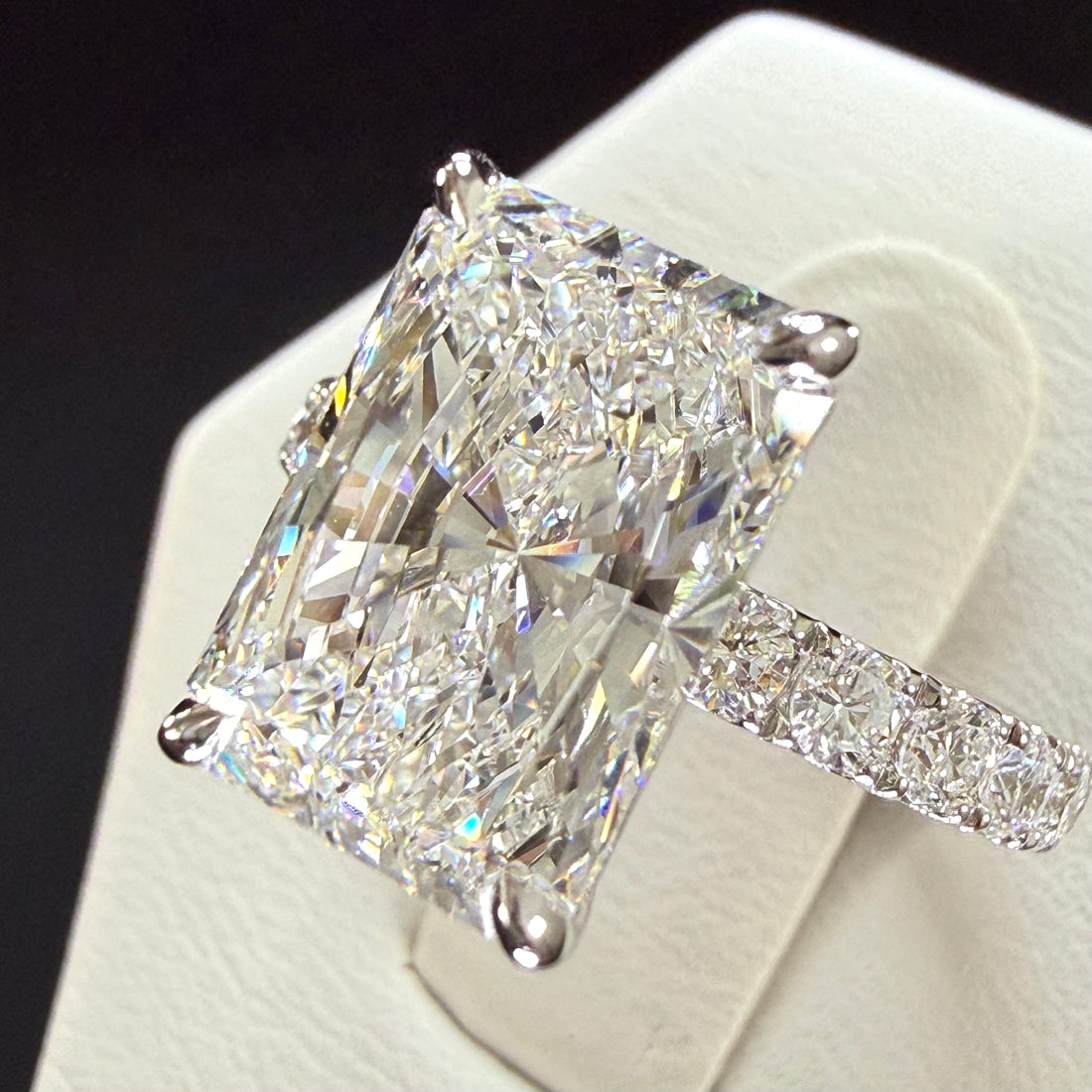 Radiant Cut Lab Grown Diamond Engagement Ring | 5.05ct IGI Certified | 14K White Gold Pavé