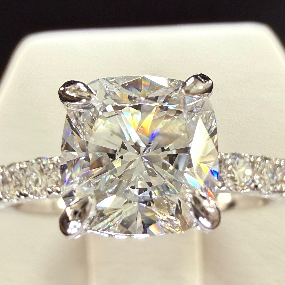 Cushion Cut Lab Grown Diamond Engagement Ring | 2ct IGI Certified | 14K White Gold