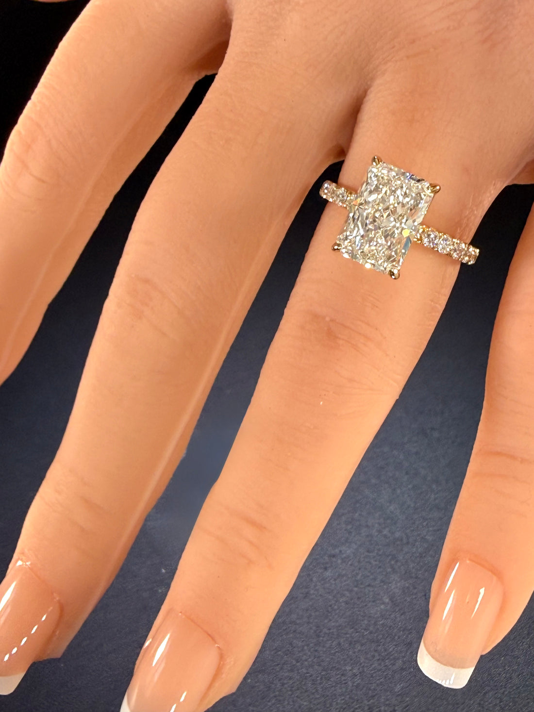 5.11 CTTW Radiant Cut Lab Grown Diamond IGI Certified14K Yellow Gold Engagement Ring