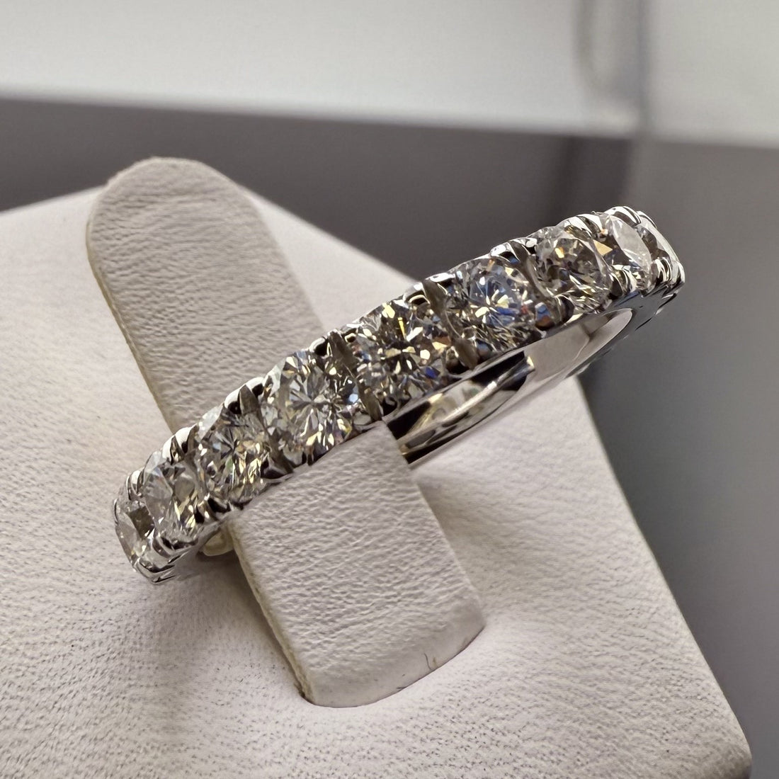 14K White Gold 3mm 1.75cttw Round Diamond French Pave Wedding Band