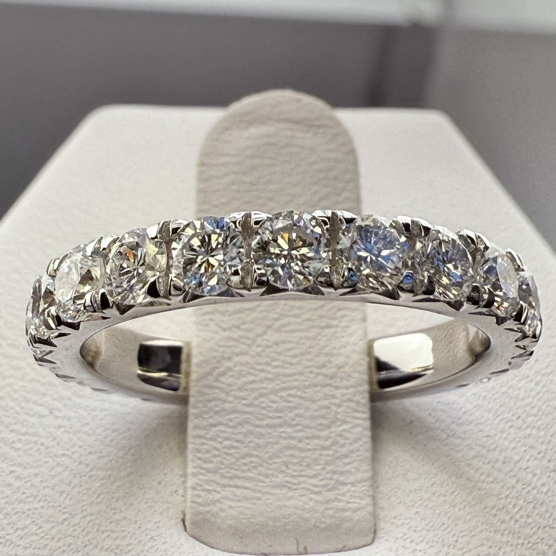 14K White Gold 3mm 1.75cttw Round Diamond French Pave Wedding Band