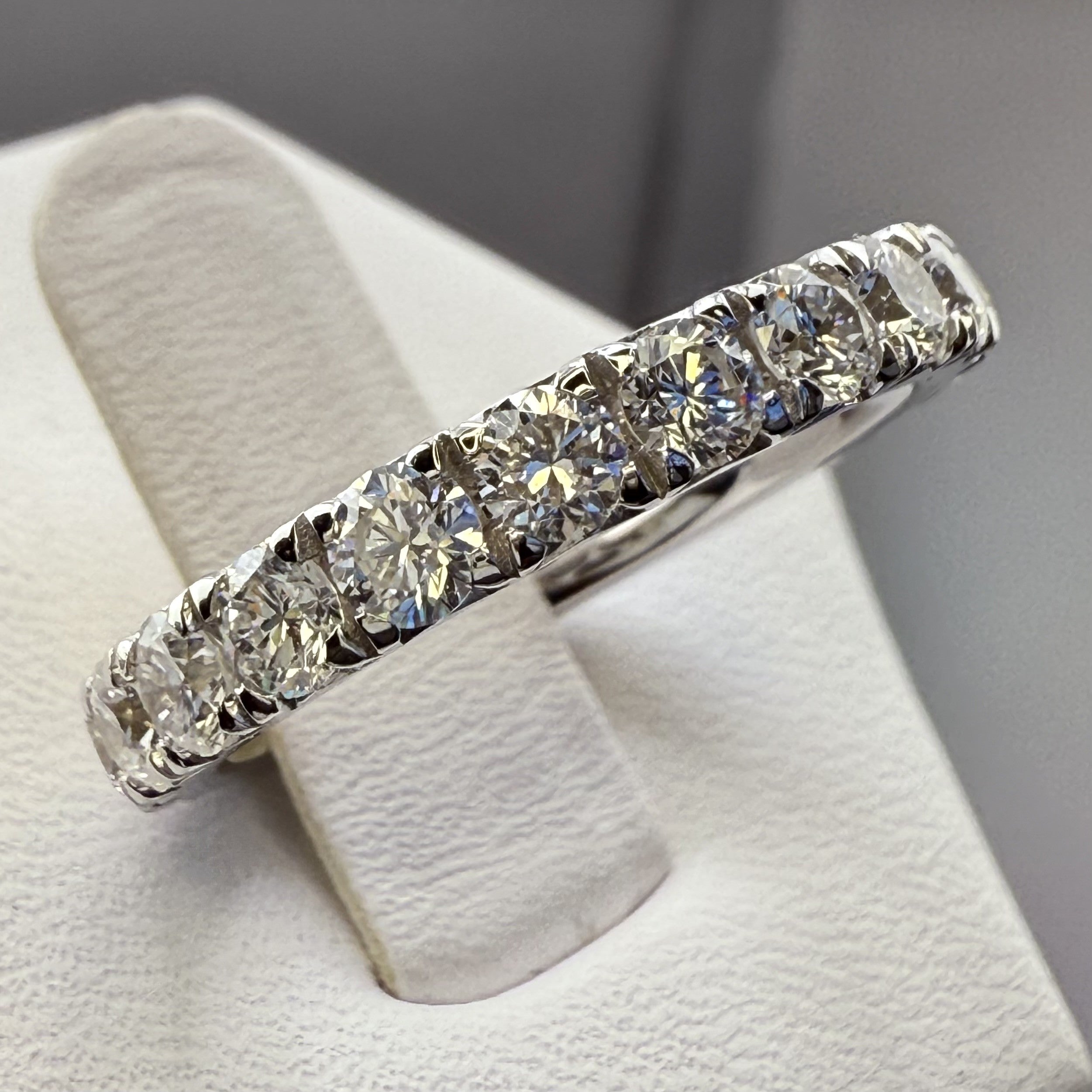 14K White Gold 3mm 1.75cttw Round Diamond French Pave Wedding Band