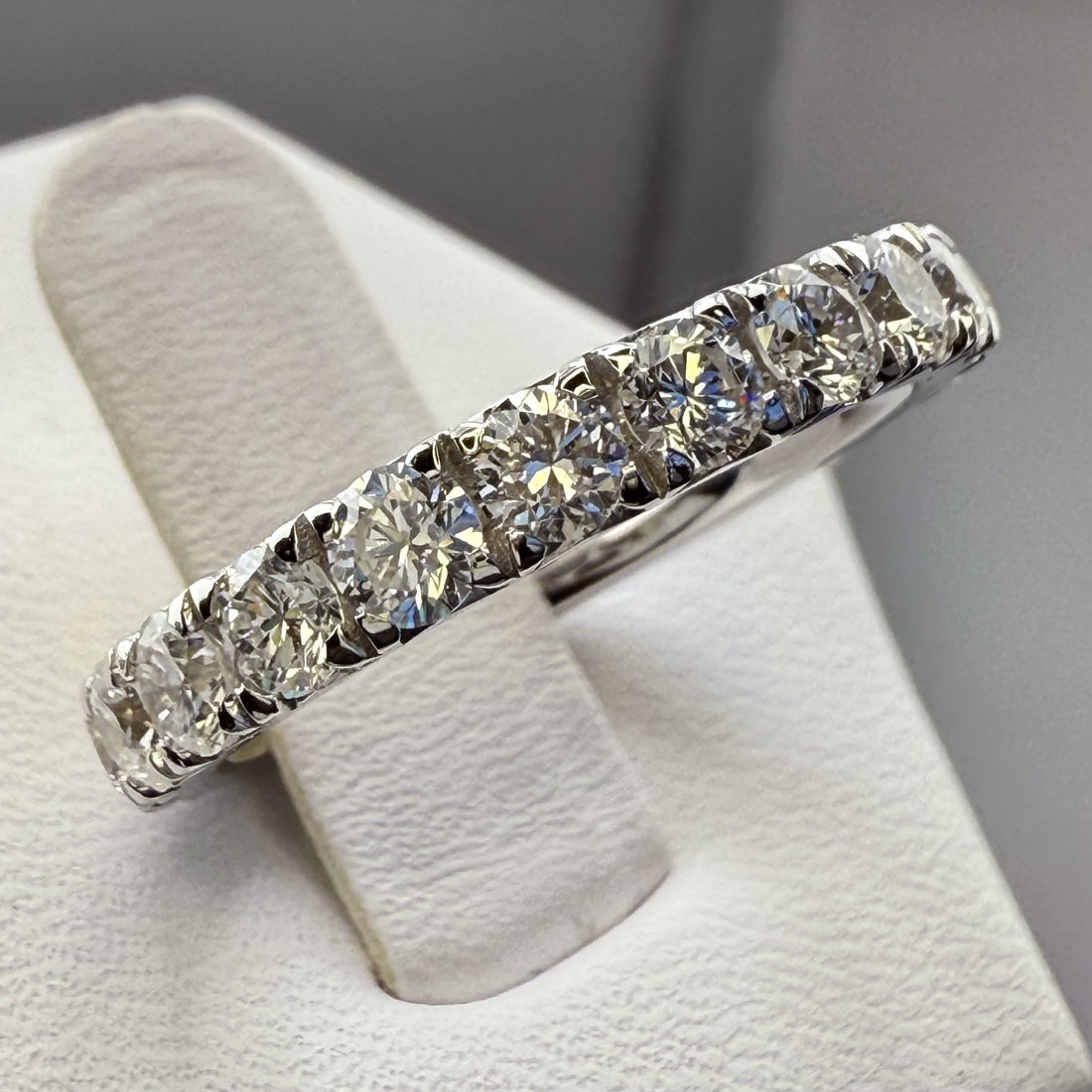 14K White Gold 3mm 1.75cttw Round Diamond French Pave Wedding Band