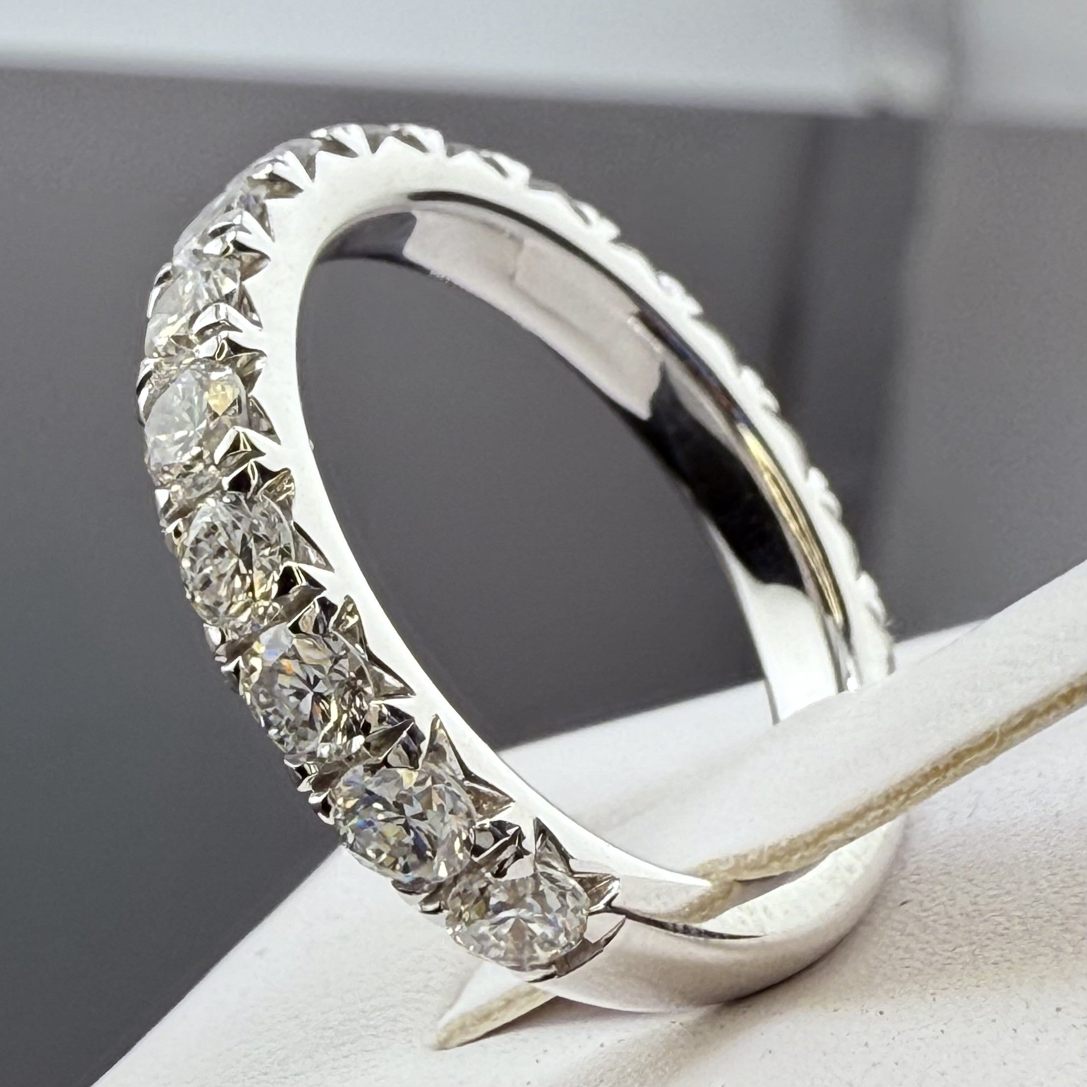 14K White Gold 3mm 1.75cttw Round Diamond French Pave Wedding Band