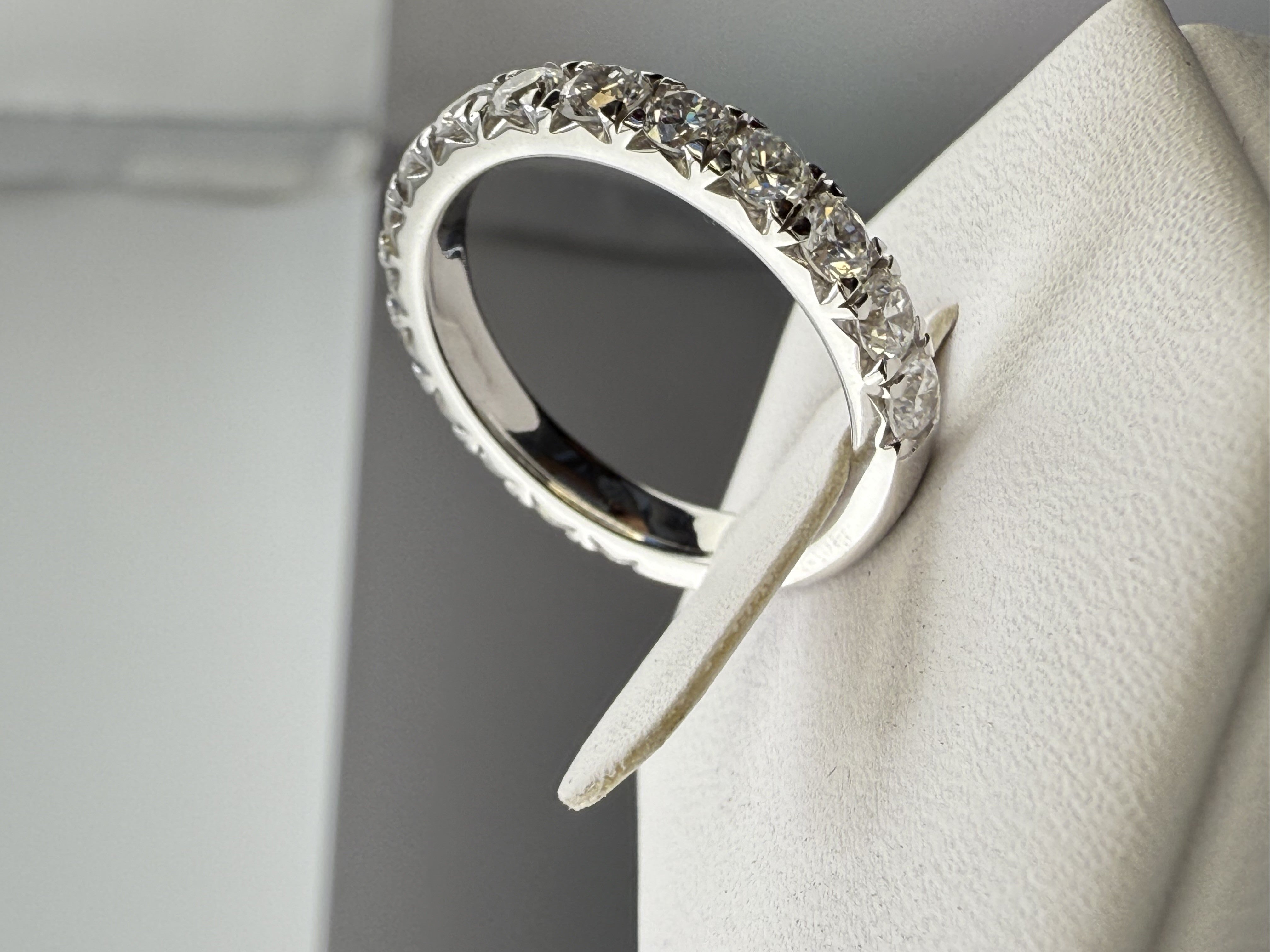 14K White Gold 3mm 1.75cttw Round Diamond French Pave Wedding Band