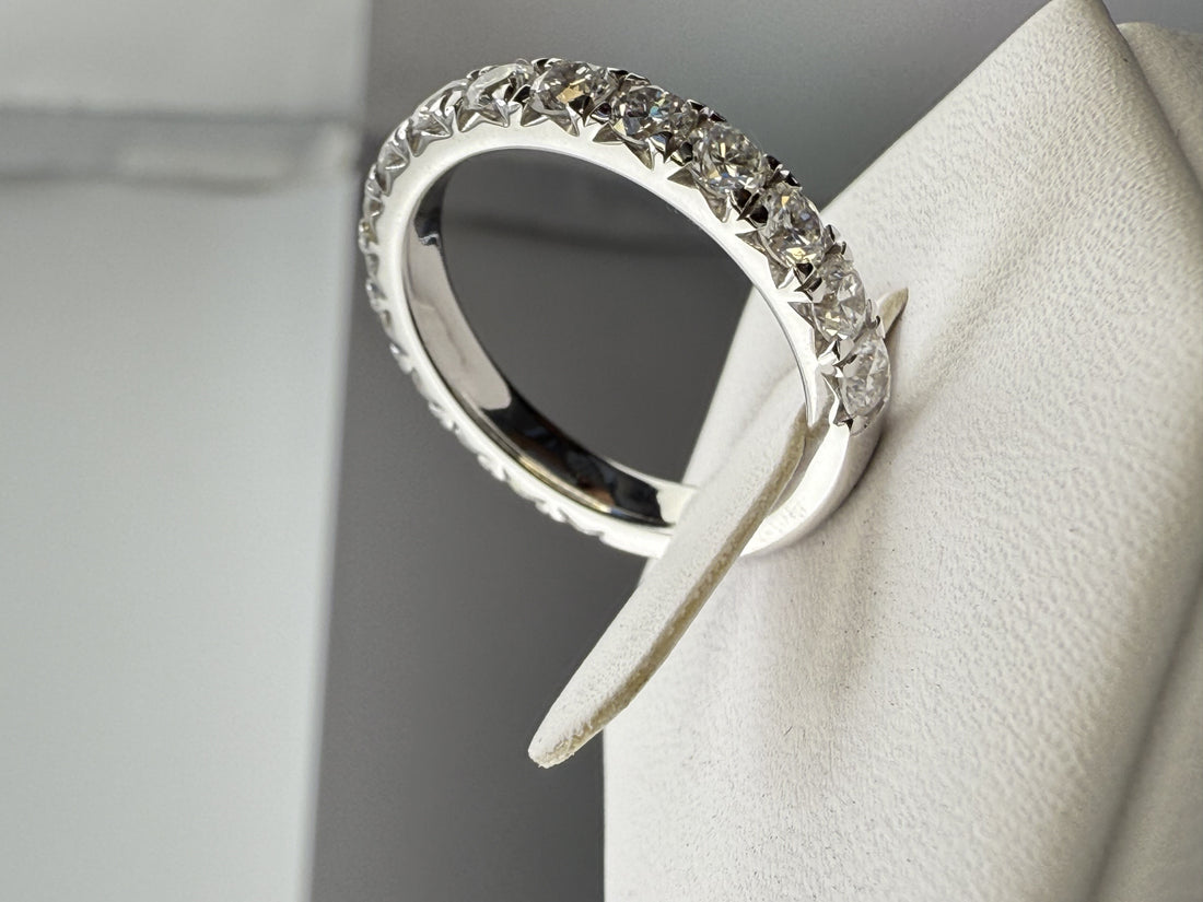 14K White Gold 3mm 1.75cttw Round Diamond French Pave Wedding Band