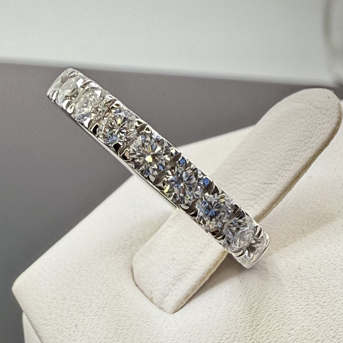 14K White Gold 3mm 1.75cttw Round Diamond French Pave Wedding Band