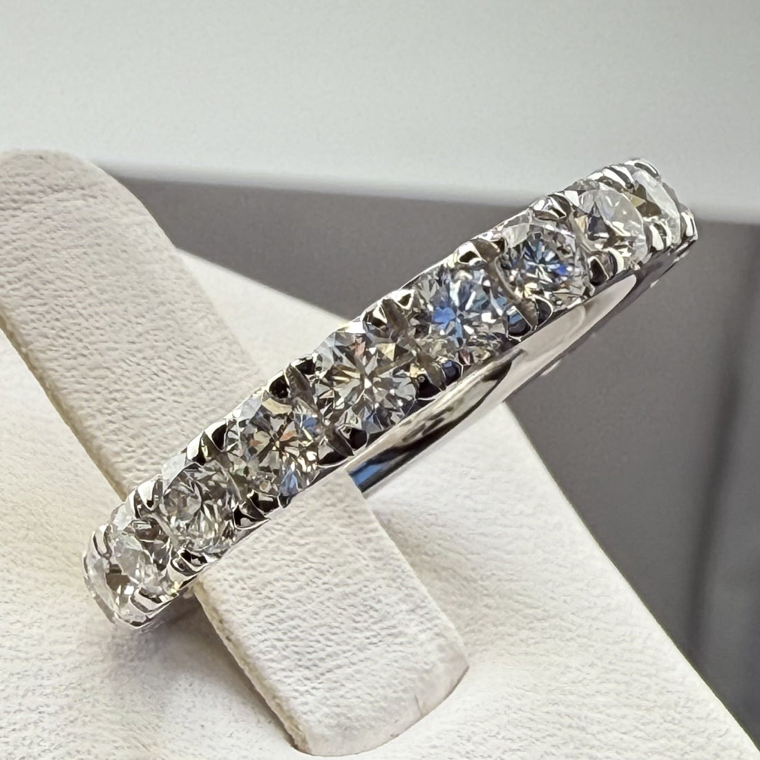 14K White Gold 3mm 1.75cttw Round Diamond French Pave Wedding Band