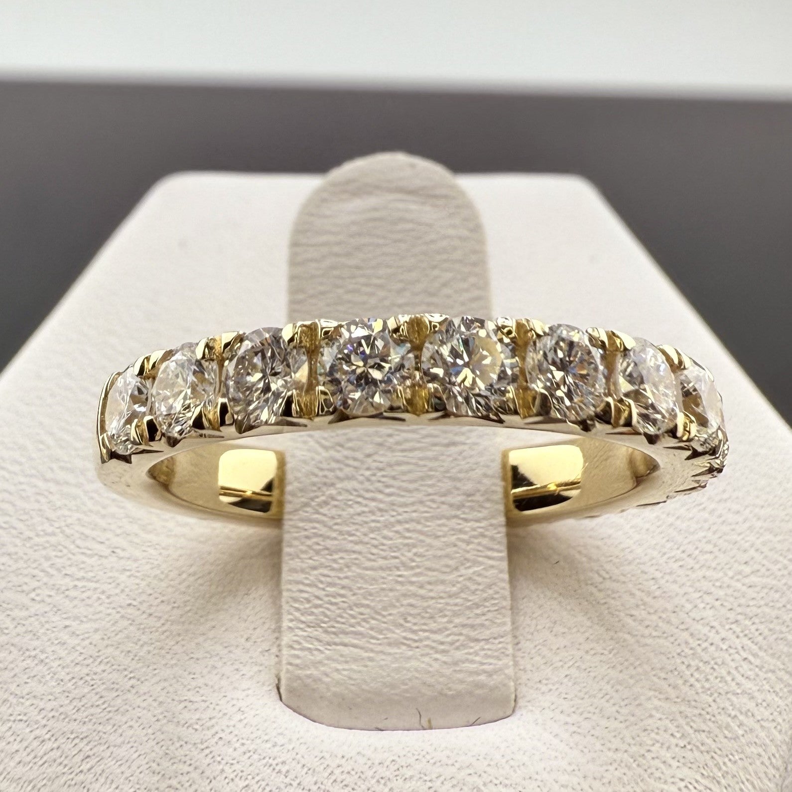 14K Yellow Gold 3mm 1.75cttw Round Diamond French Pave Wedding Band