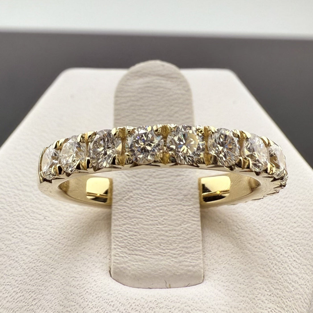 14K Yellow Gold 3mm 1.75cttw Round Diamond French Pave Wedding Band