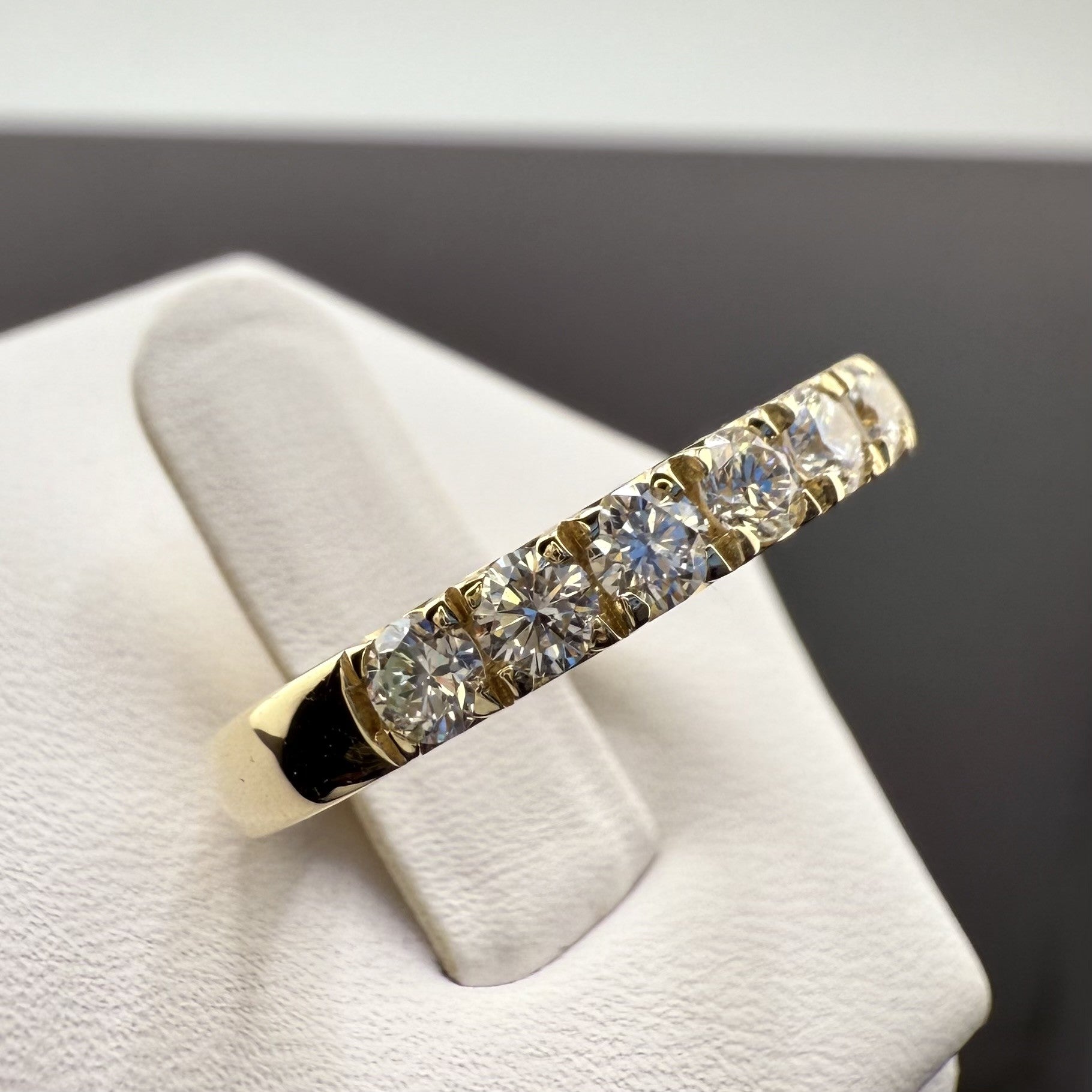 14K Yellow Gold 3mm 1.75cttw Round Diamond French Pave Wedding Band