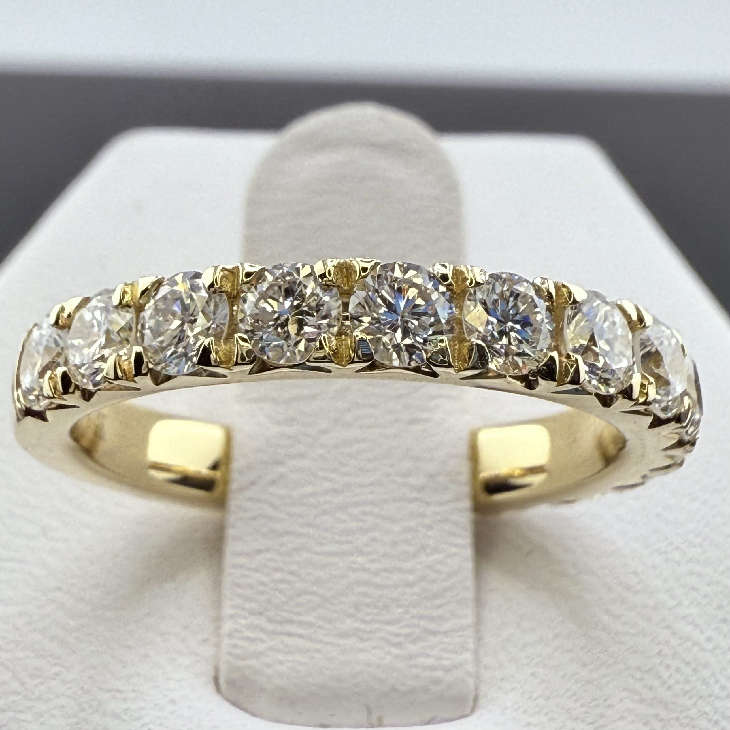 14K Yellow Gold 3mm 1.75cttw Round Diamond French Pave Wedding Band