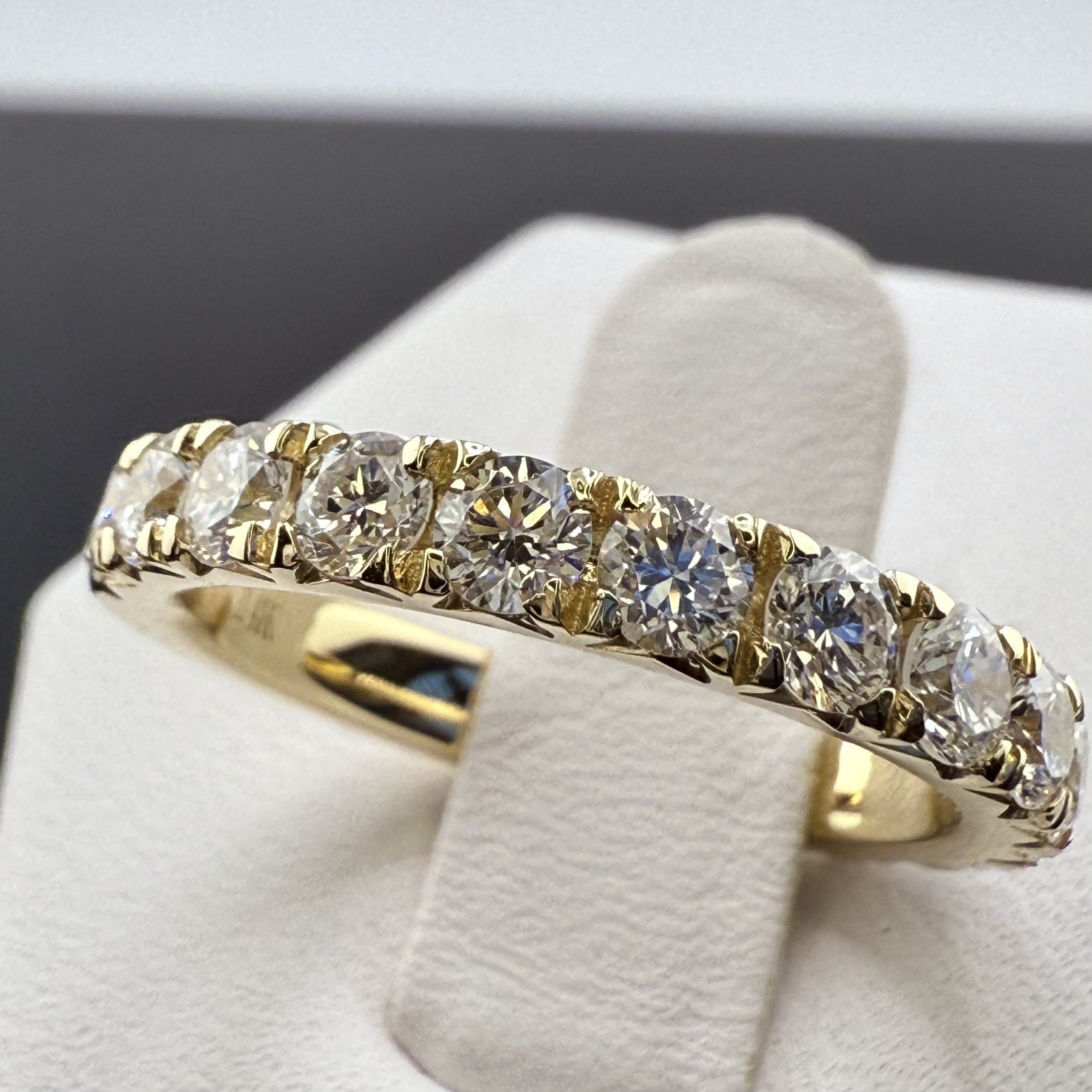 14K Yellow Gold 3mm 1.75cttw Round Diamond French Pave Wedding Band