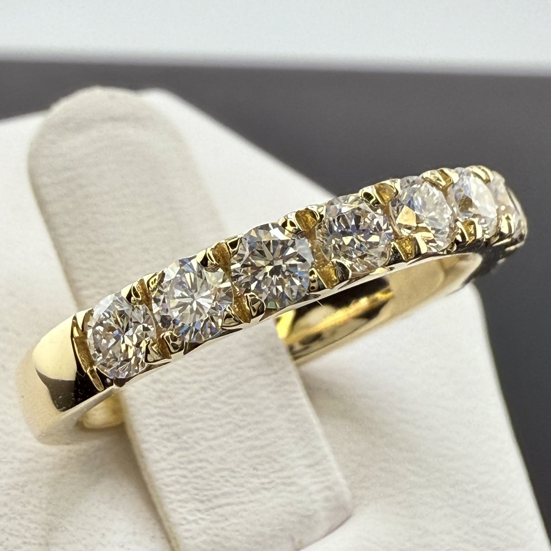 14K Yellow Gold 3mm 1.75cttw Round Diamond French Pave Wedding Band