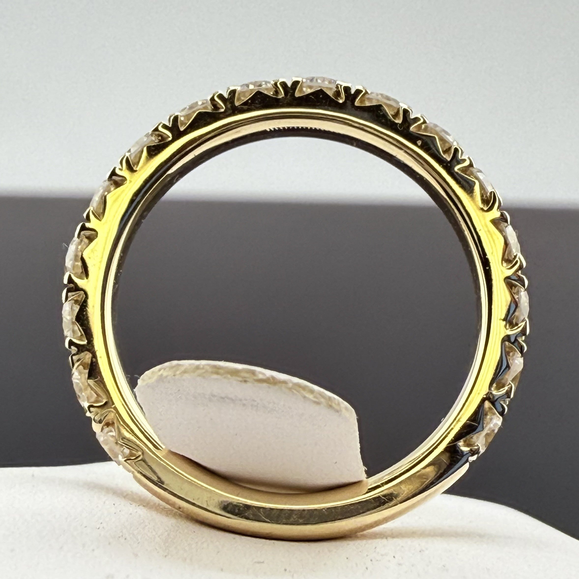 14K Yellow Gold 3mm 1.75cttw Round Diamond French Pave Wedding Band