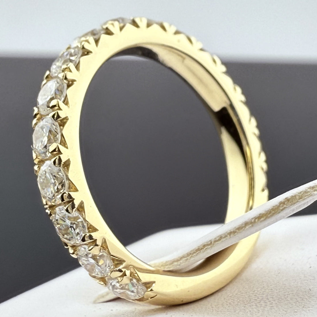 14K Yellow Gold 3mm 1.75cttw Round Diamond French Pave Wedding Band