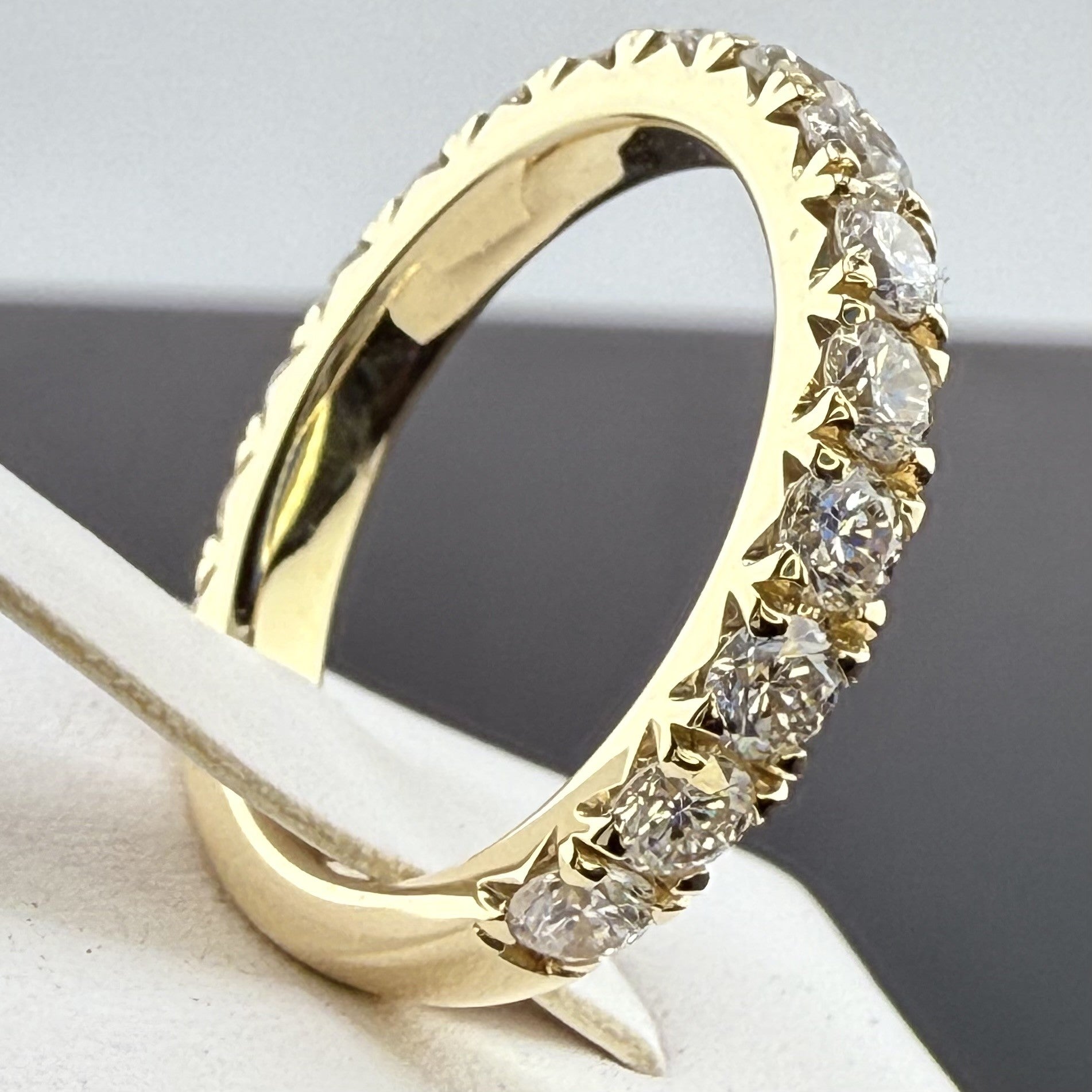 14K Yellow Gold 3mm 1.75cttw Round Diamond French Pave Wedding Band