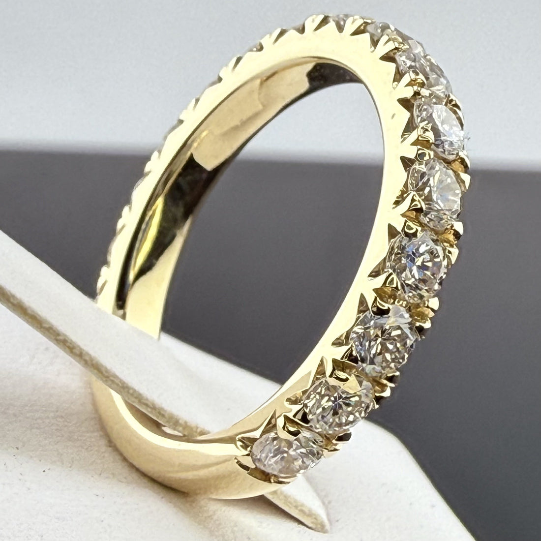 14K Yellow Gold 3mm 1.75cttw Round Diamond French Pave Wedding Band