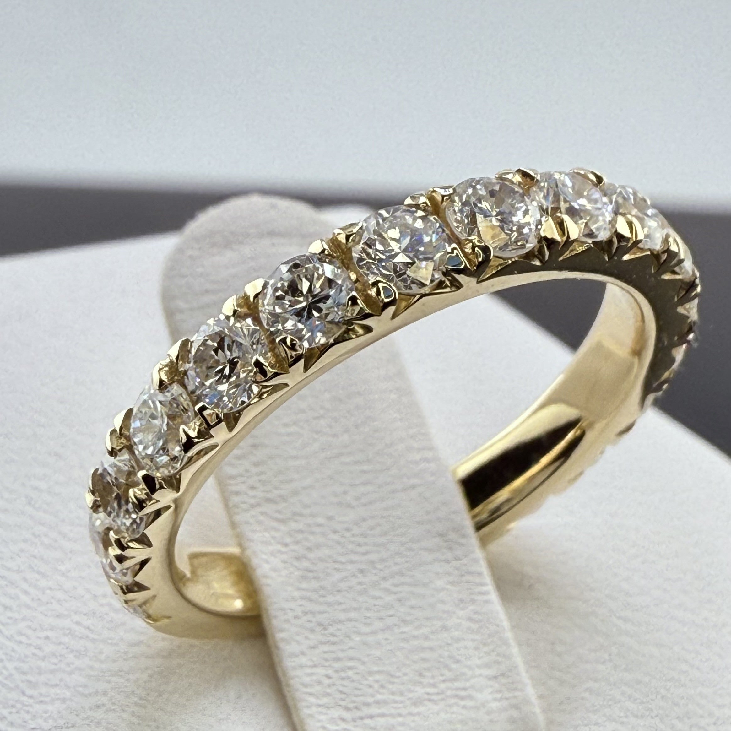 14K Yellow Gold 3mm 1.75cttw Round Diamond French Pave Wedding Band