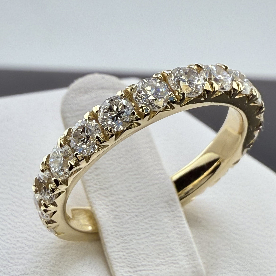 14K Yellow Gold 3mm 1.75cttw Round Diamond French Pave Wedding Band