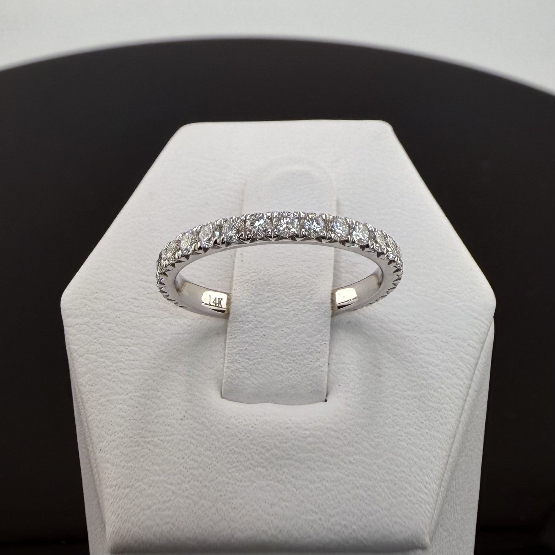 14K White Gold 2mm .8cttw Round Diamond Pave Wedding Band