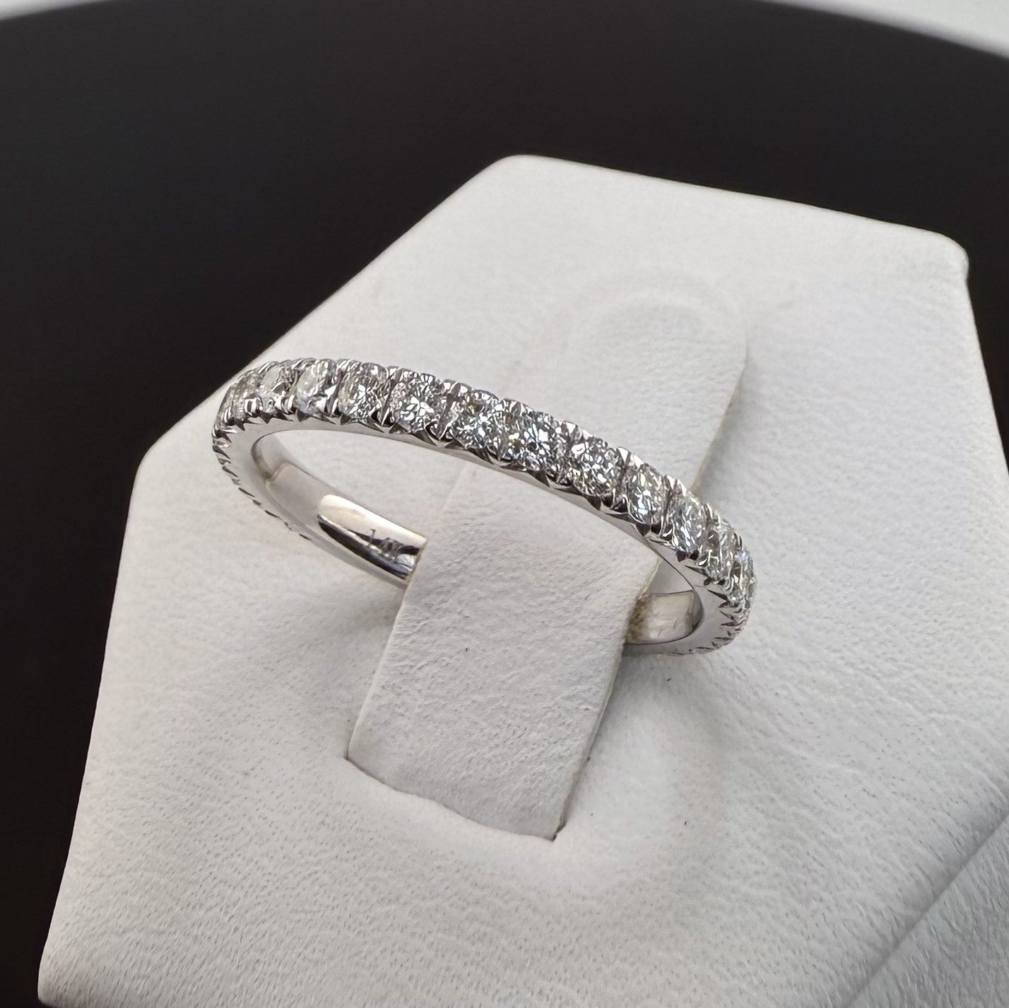 14K White Gold 2mm .8cttw Round Diamond Pave Wedding Band