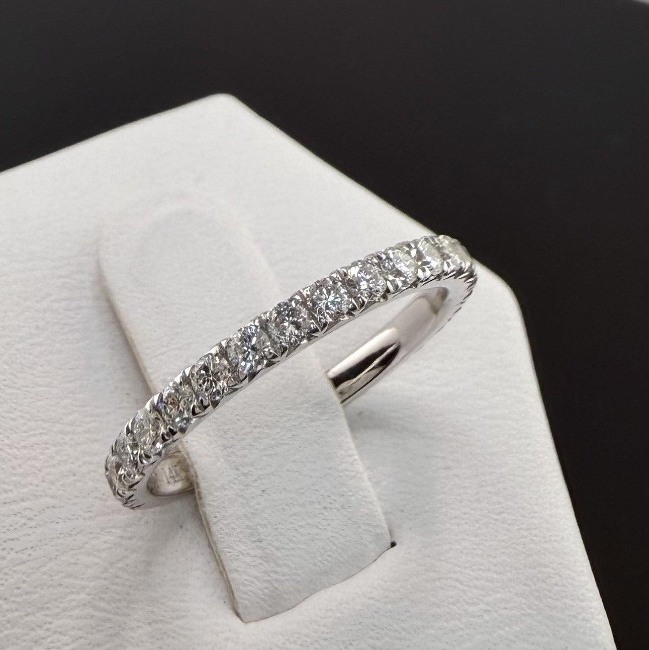 14K White Gold 2mm .8cttw Round Diamond Pave Wedding Band