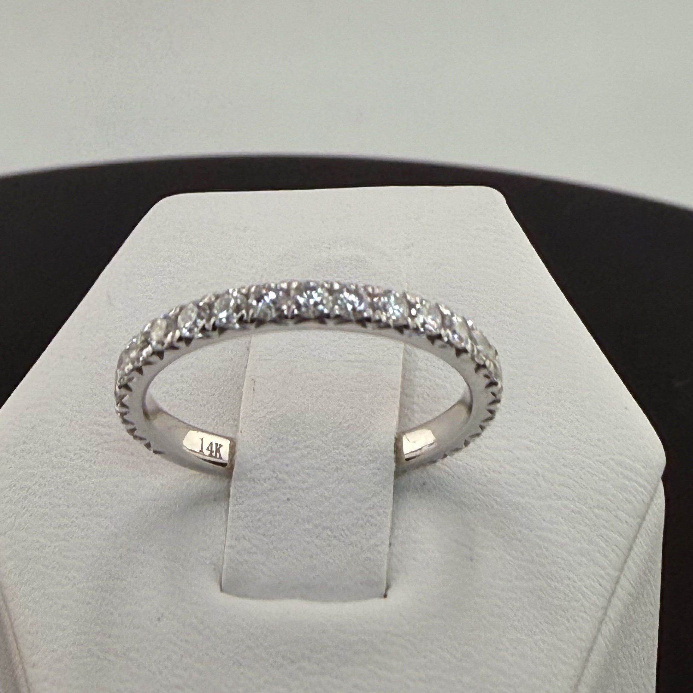 14K White Gold 2mm .8cttw Round Diamond Pave Wedding Band