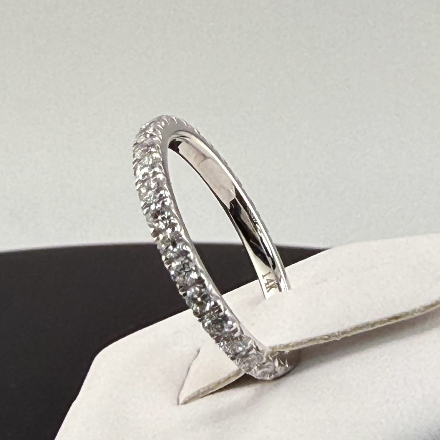 14K White Gold 2mm .8cttw Round Diamond Pave Wedding Band