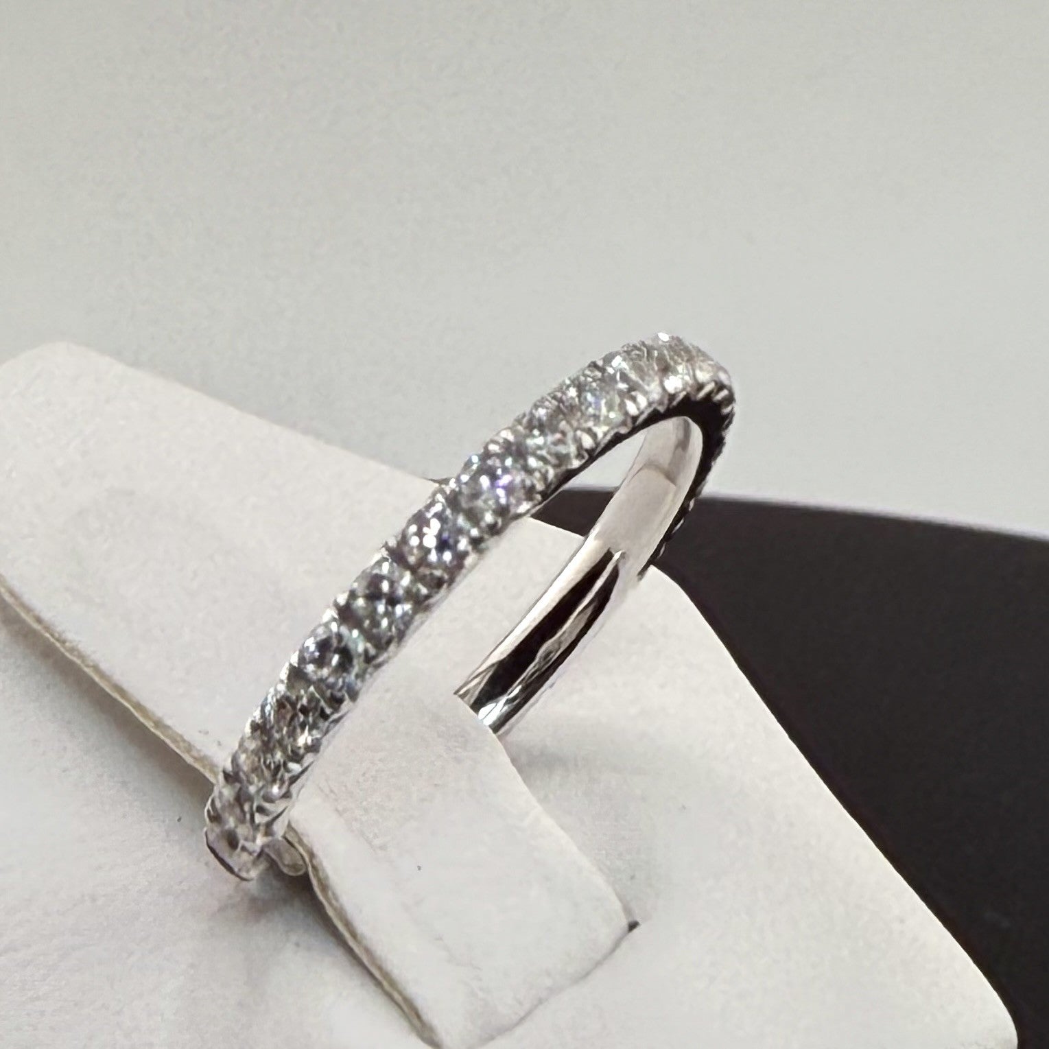 14K White Gold 2mm .8cttw Round Diamond Pave Wedding Band