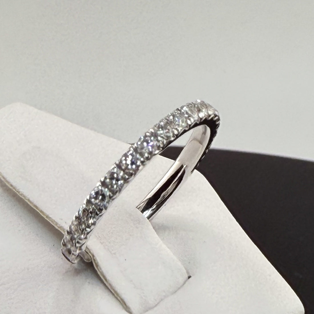 14K White Gold 2mm .8cttw Round Diamond Pave Wedding Band