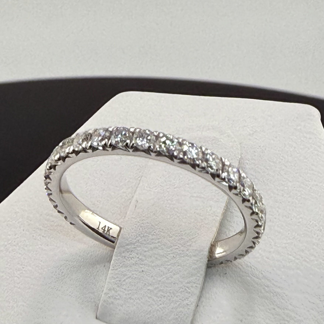 14K White Gold 2mm .8cttw Round Diamond Pave Wedding Band