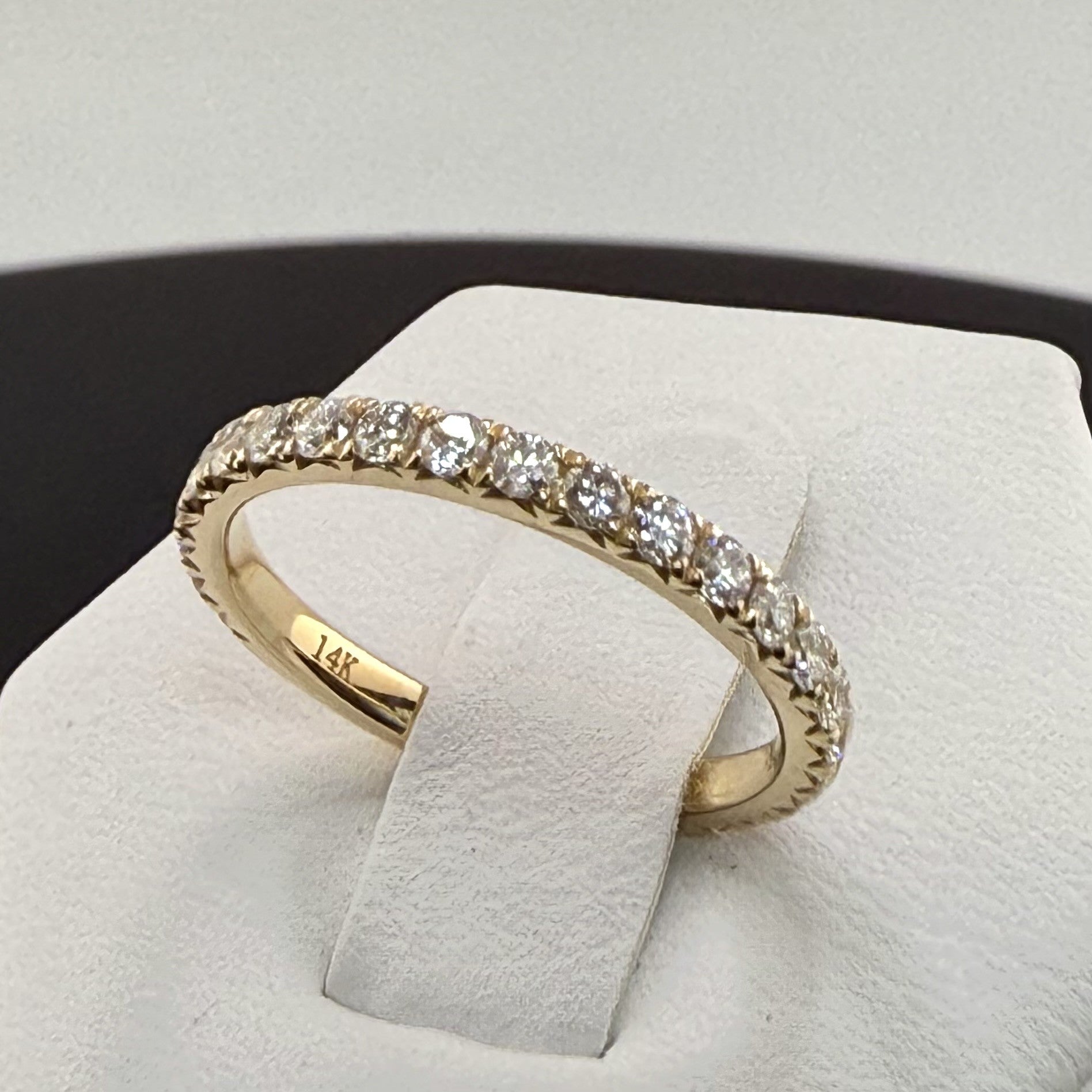 14K Yellow Gold 2mm .8cttw Round Diamond Pave Wedding Band