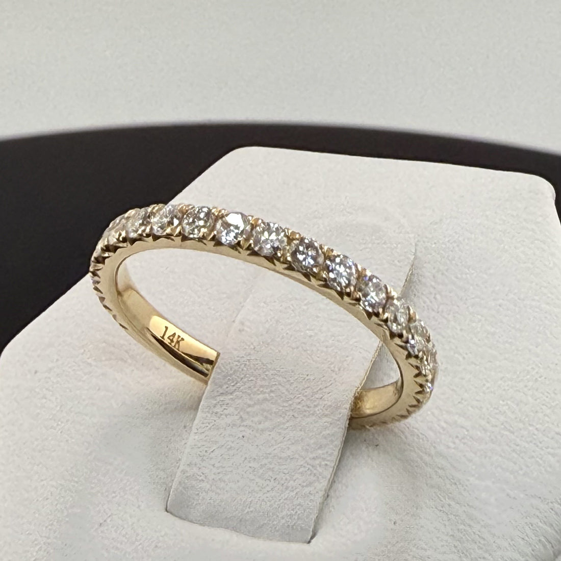 14K Yellow Gold 2mm .8cttw Round Diamond Pave Wedding Band