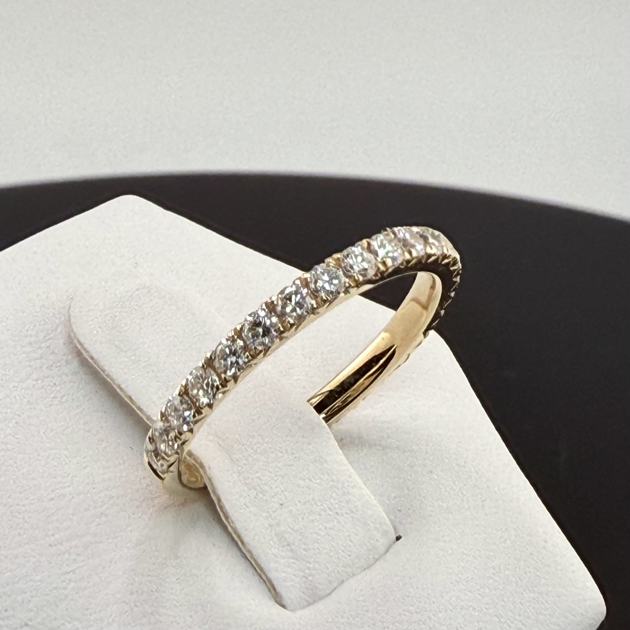 14K Yellow Gold 2mm .8cttw Round Diamond Pave Wedding Band
