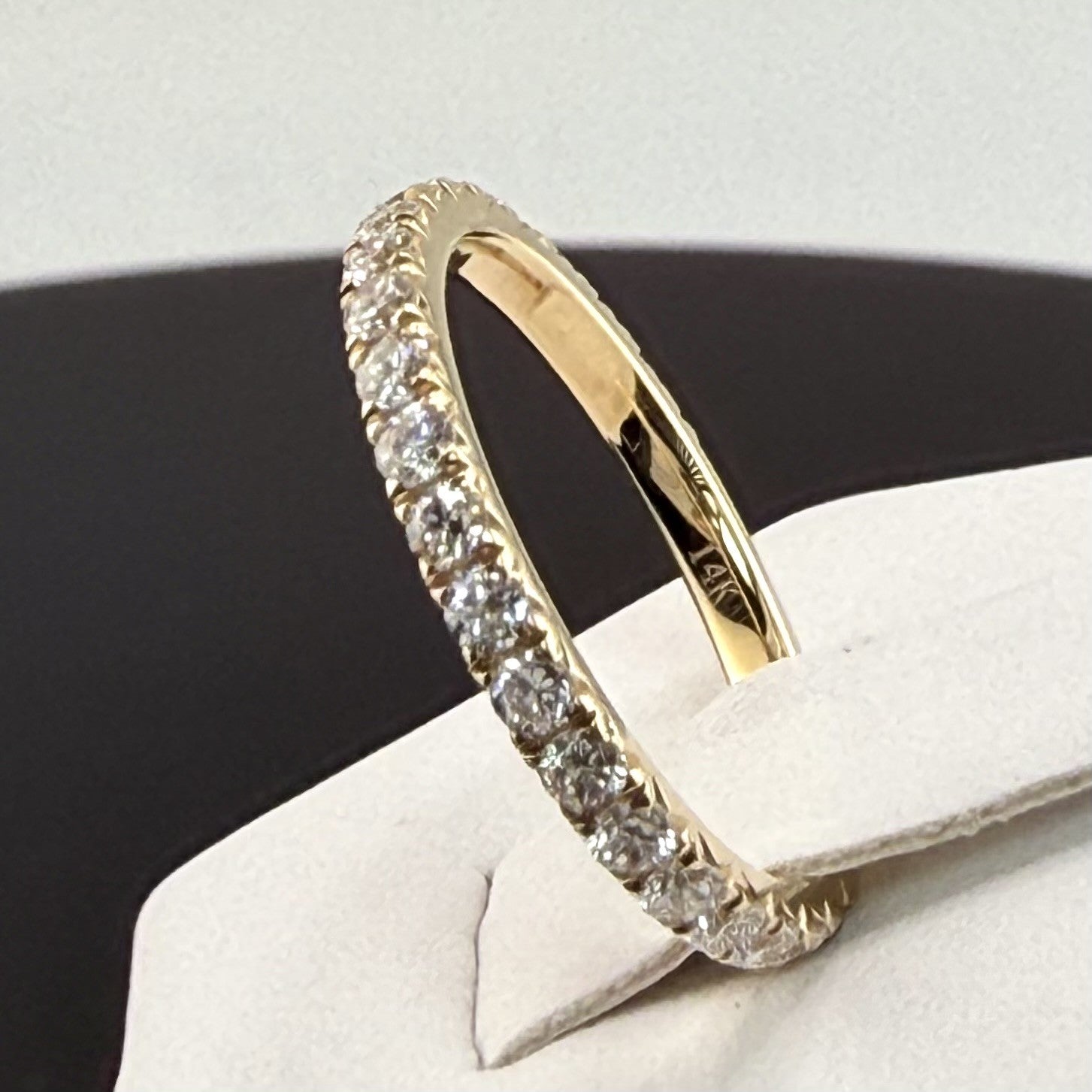 14K Yellow Gold 2mm .8cttw Round Diamond Pave Wedding Band