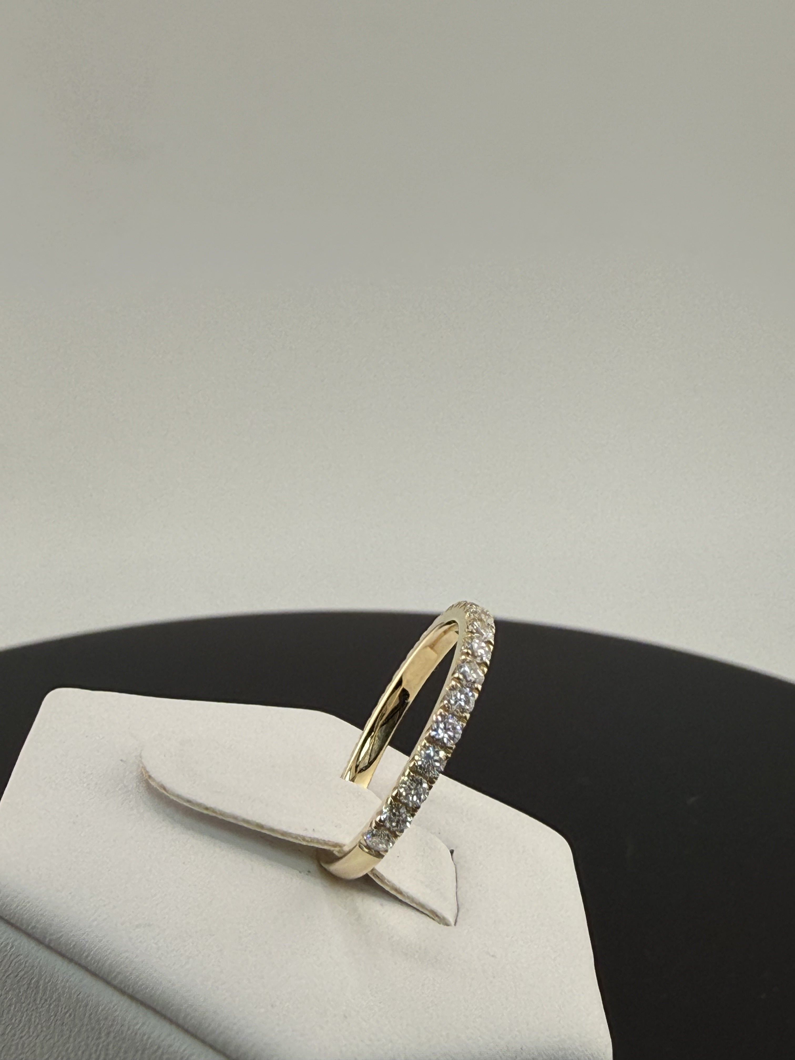14K Yellow Gold 2mm .8cttw Round Diamond Pave Wedding Band